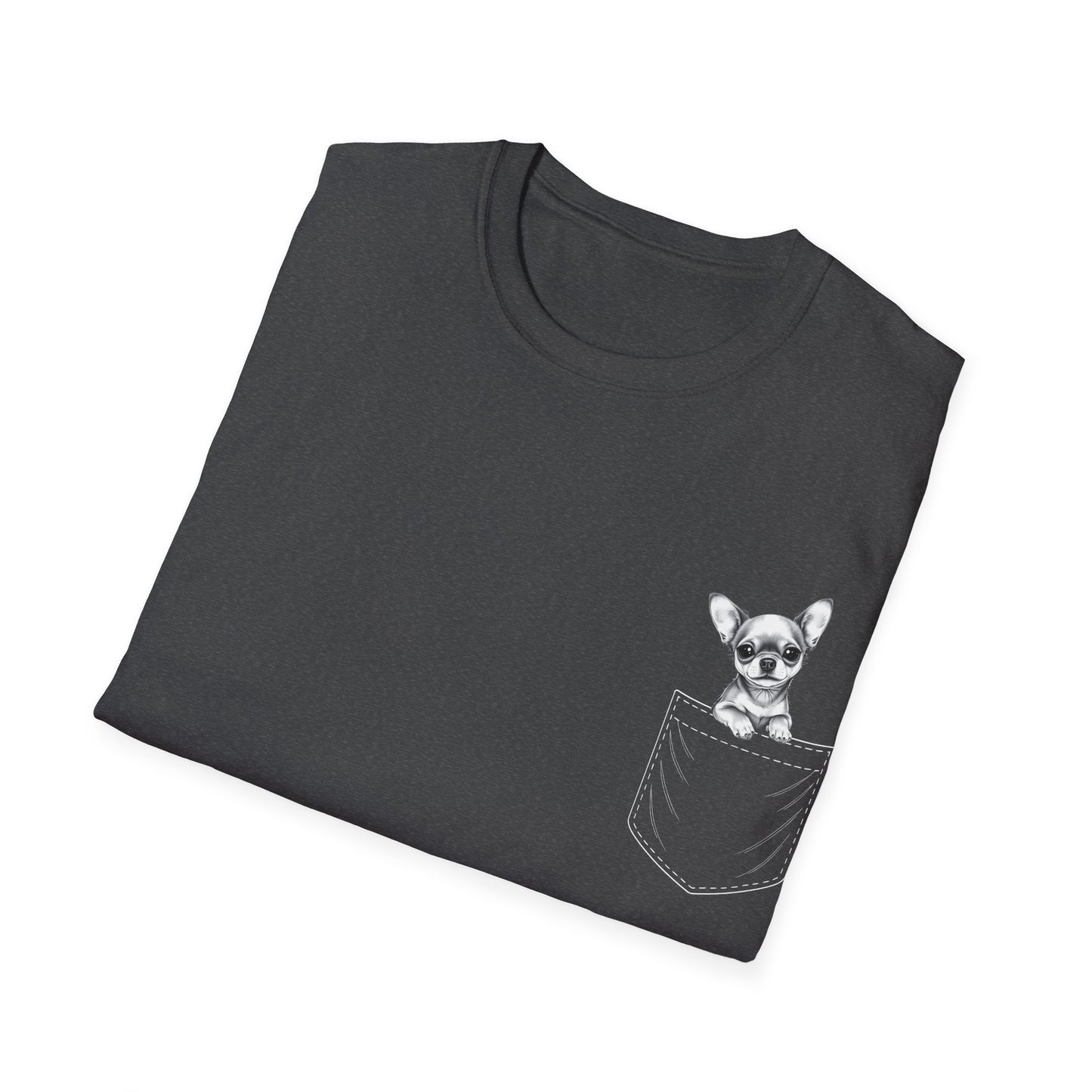 Chihuahua T Shirt – Faux Pocket Sketch Design – Unisex Fit