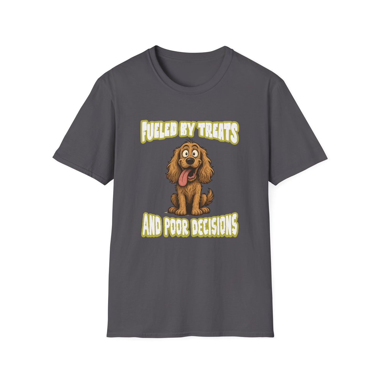 Cocker Spaniel T Shirt – 'Fueled by Treats & Poor Decisions' Cartoon Design – Unisex Fit
