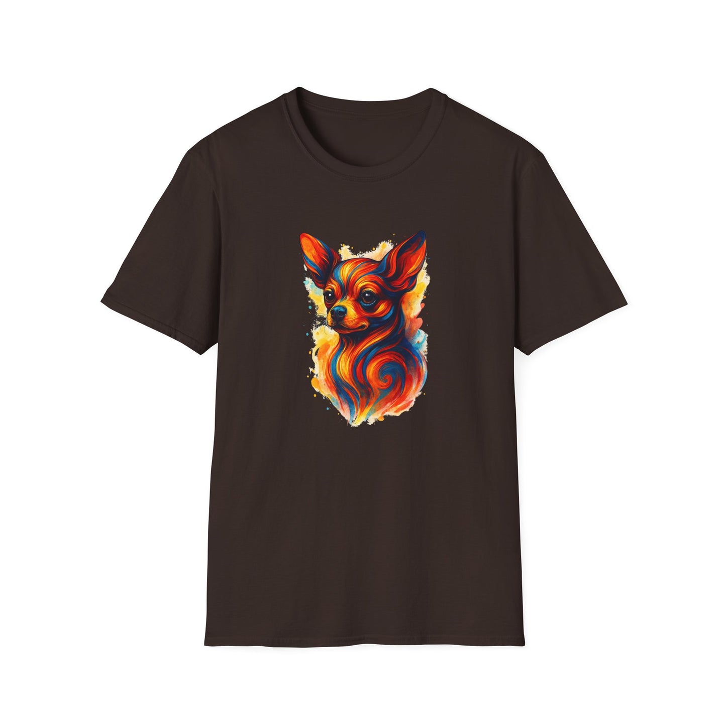 Chihuahua T Shirt – Vibrant Swirl Portrait (Red/Orange Series) – Unisex Fit