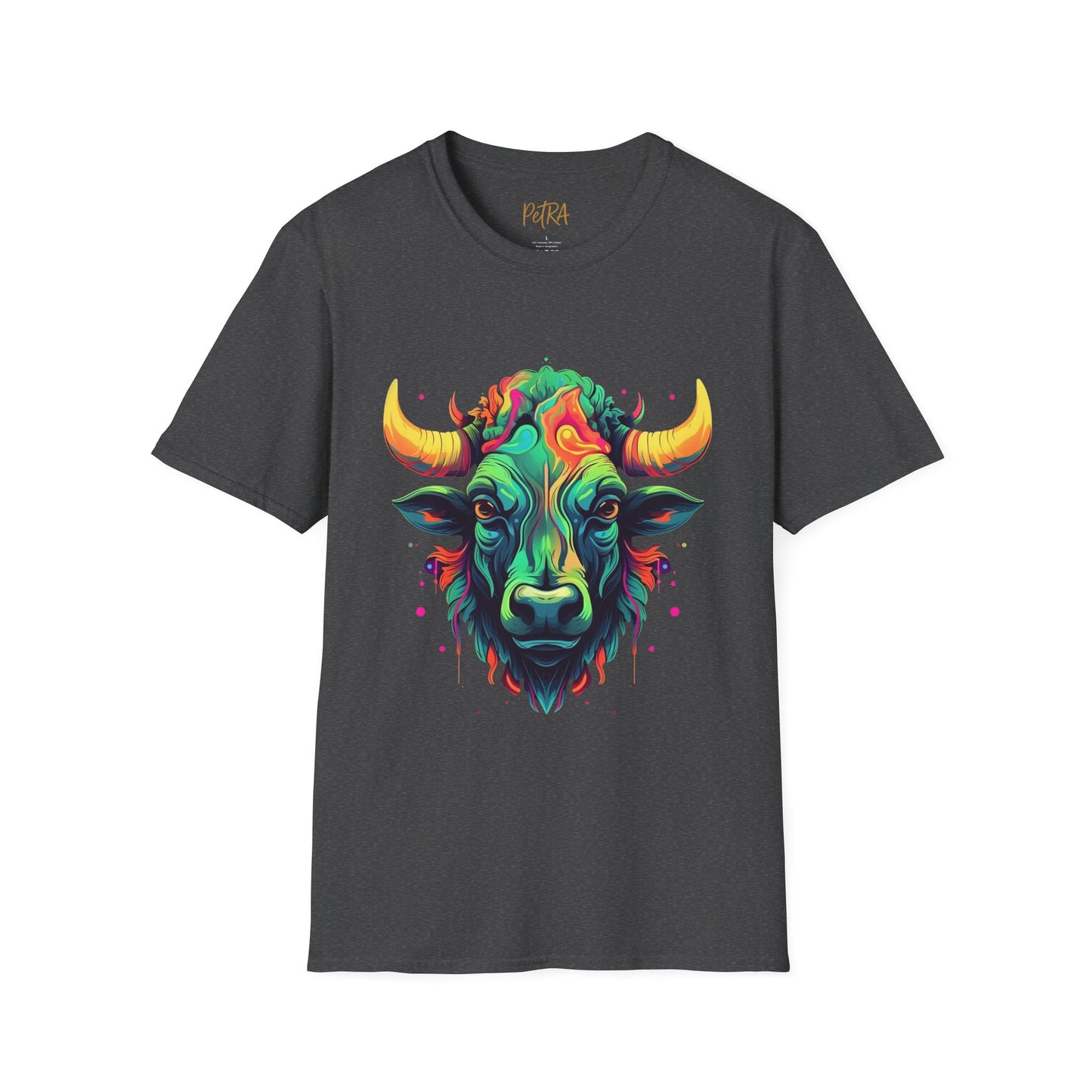 Bull Head Tee – 'Neon Country' Art Design – Unisex Fit