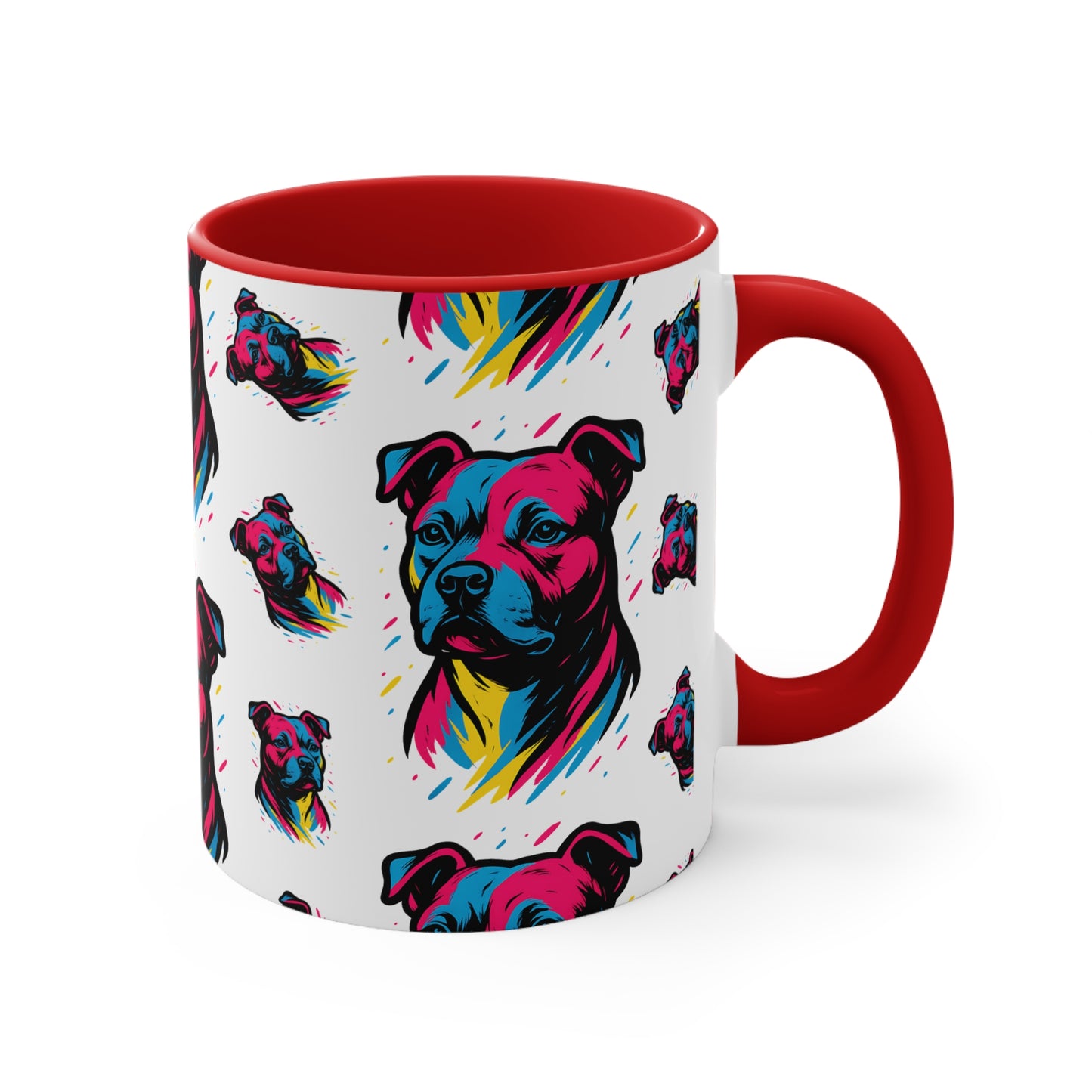 Staffy Mug – 'Neo Pop Repeat' Bold Color Pattern – 11oz
