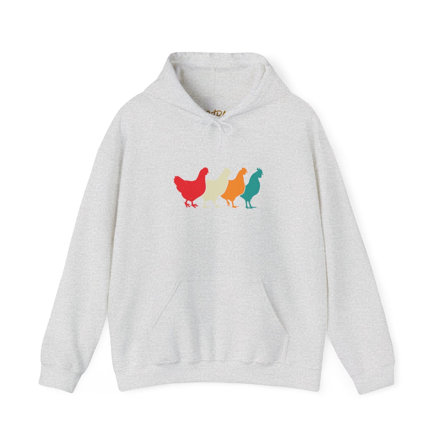 Chicken Hoodie – 'Rainbow Silhouettes' Repeat Pattern Design – Unisex Fit