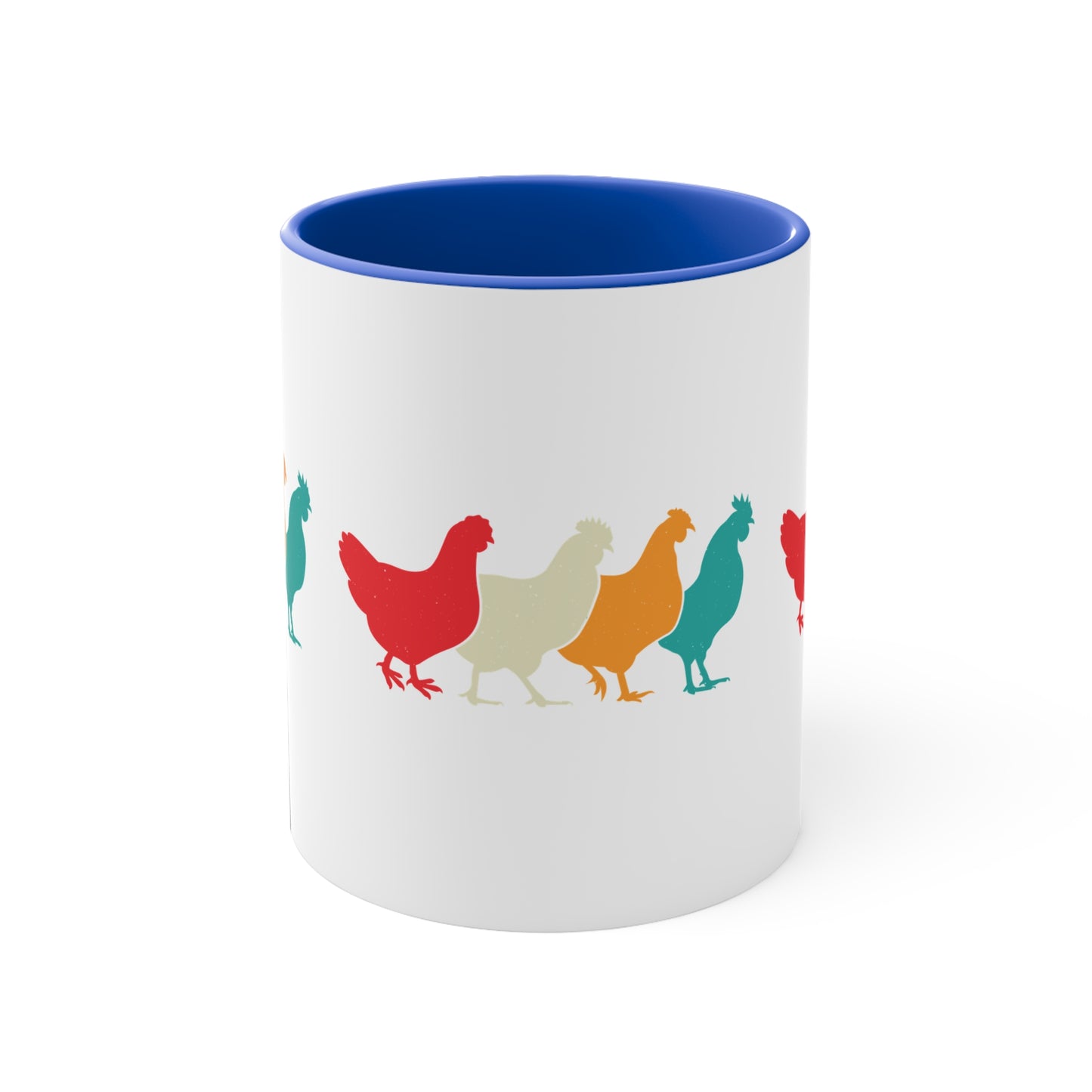 Retro Chicken Mug – Multicolour Farm Silhouette Design – 11oz