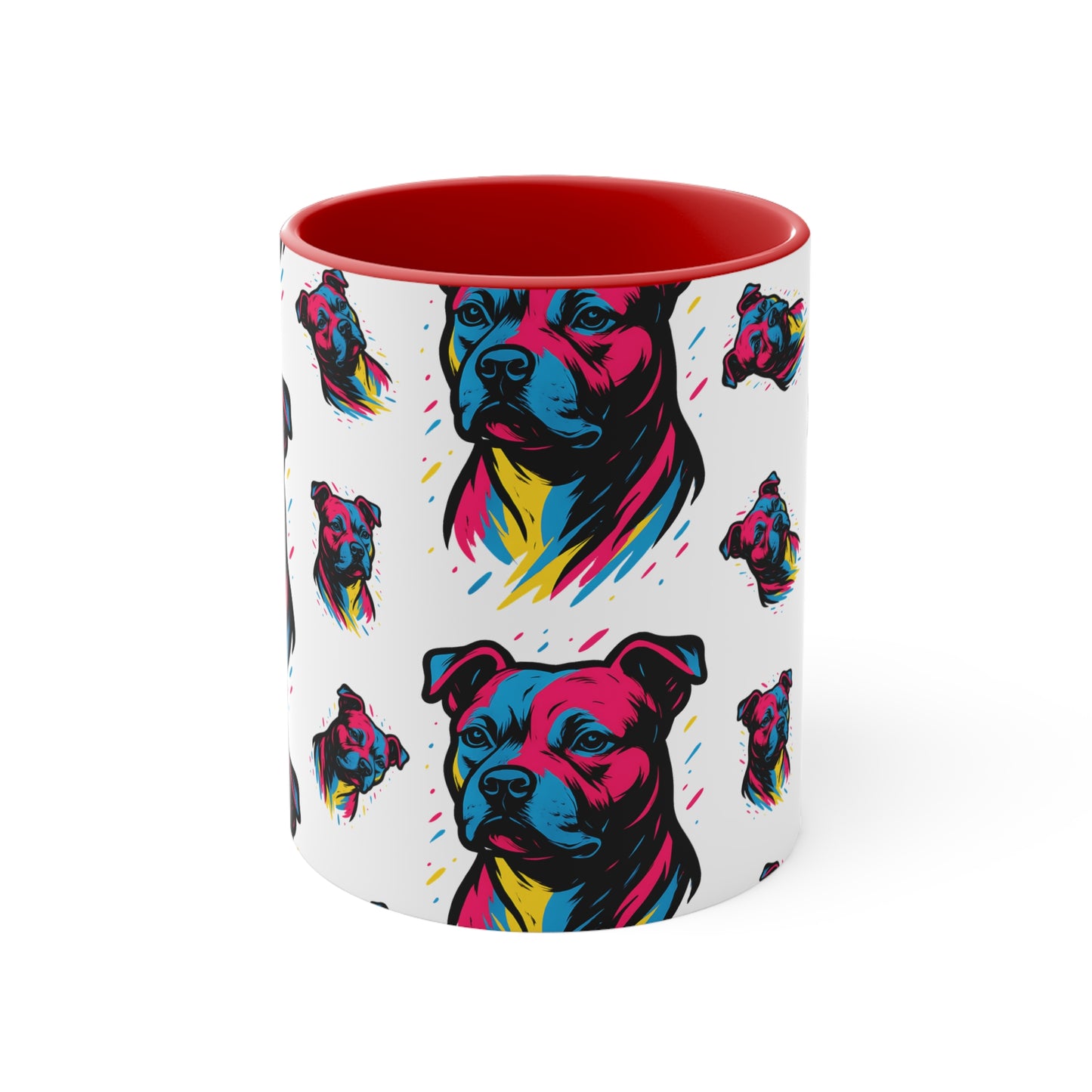 Staffy Mug – 'Neo Pop Repeat' Bold Color Pattern – 11oz