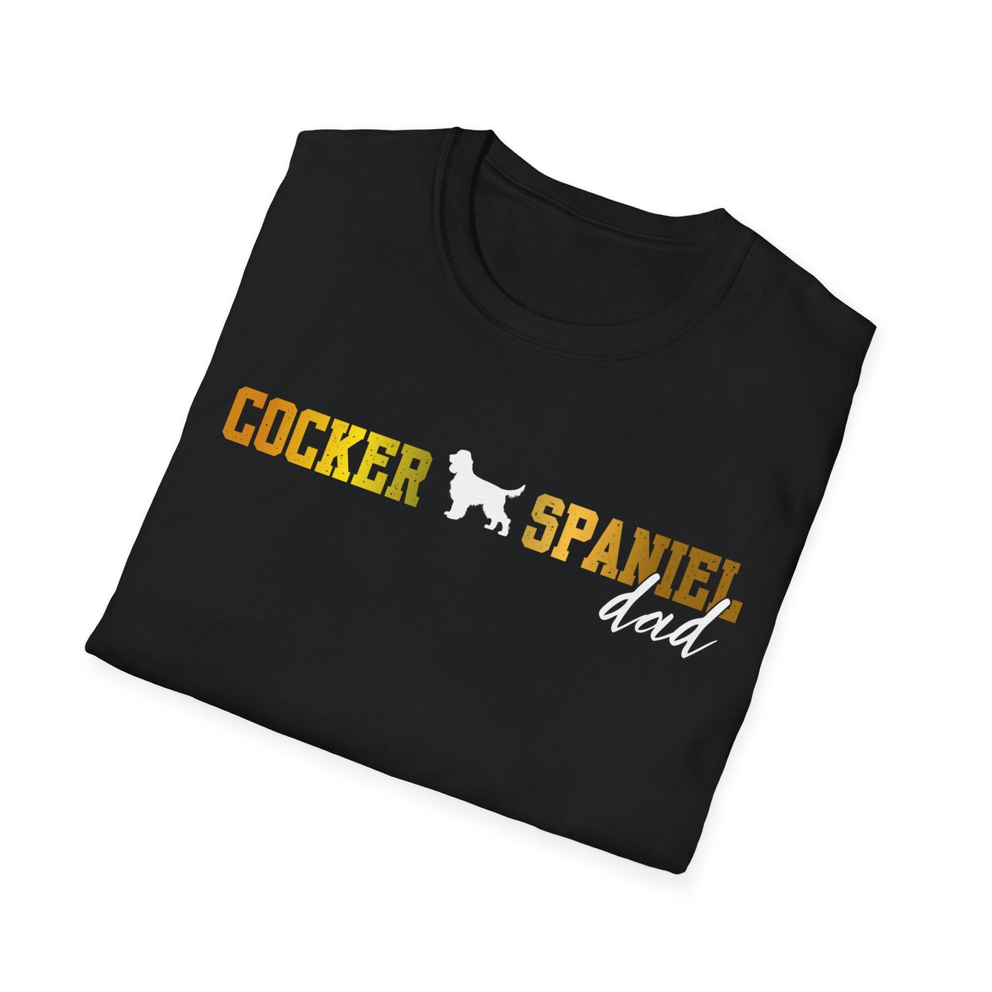 Cocker Spaniel T Shirt – 'Cocker Spaniel Dad' Block Silhouette – Unisex Fit