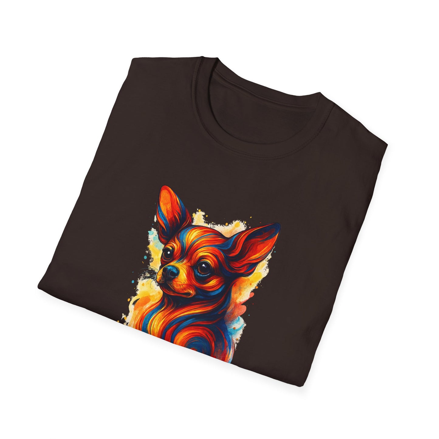 Chihuahua T Shirt – Vibrant Swirl Portrait (Red/Orange Series) – Unisex Fit