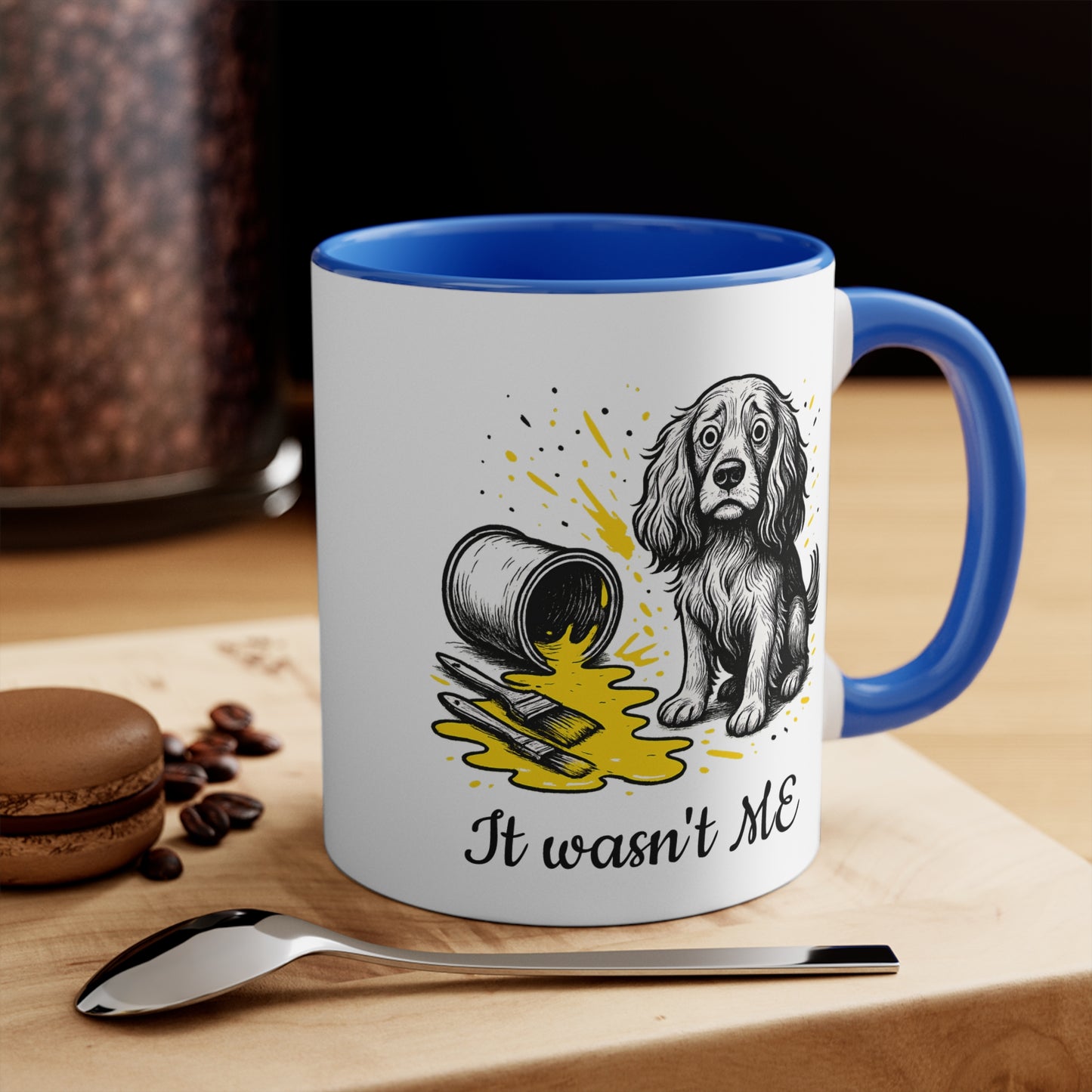 Cocker Spaniel Mug – ‘It Wasn’t Me’ Sketch Design – 11oz Accent
