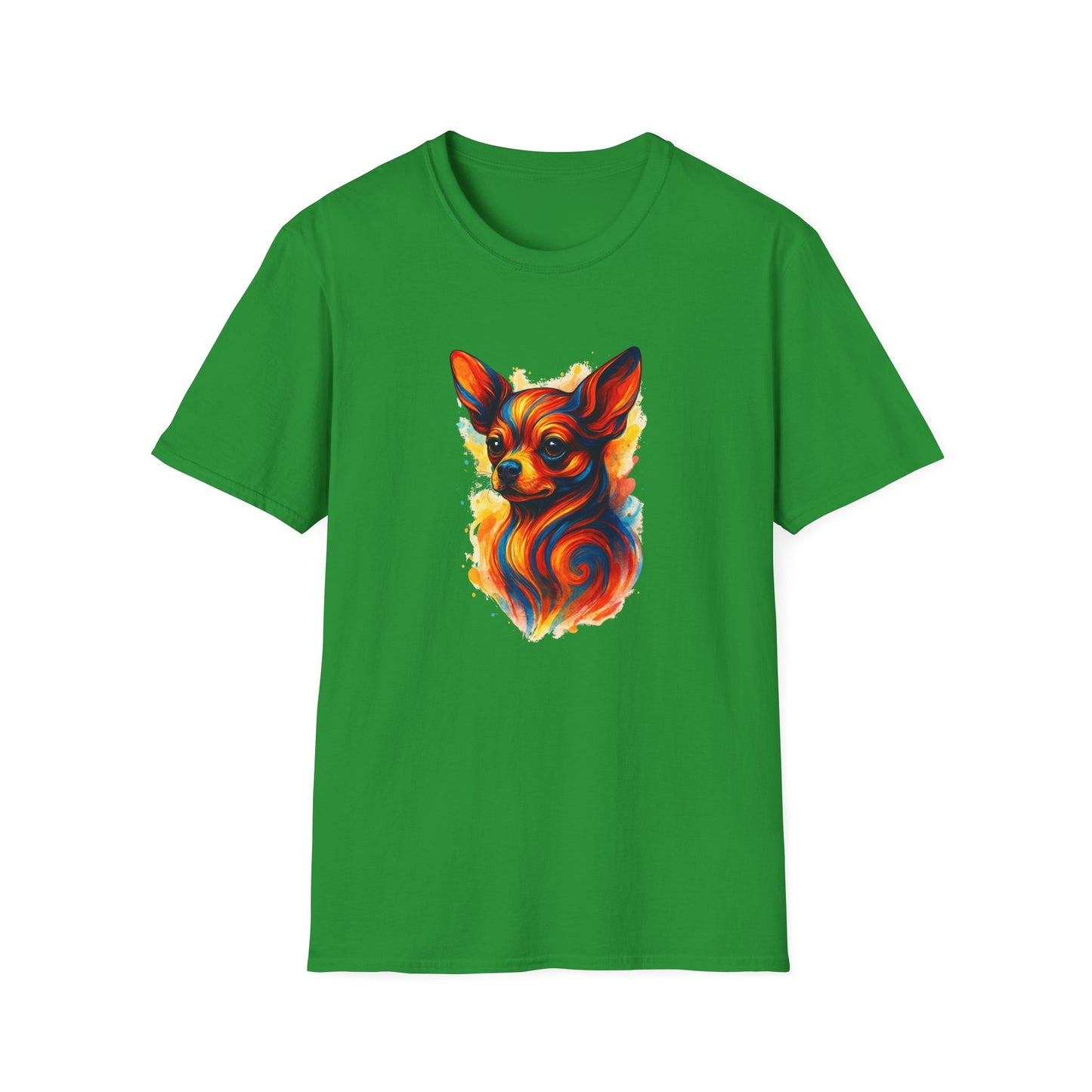Chihuahua T Shirt – Vibrant Swirl Portrait (Red/Orange Series) – Unisex Fit