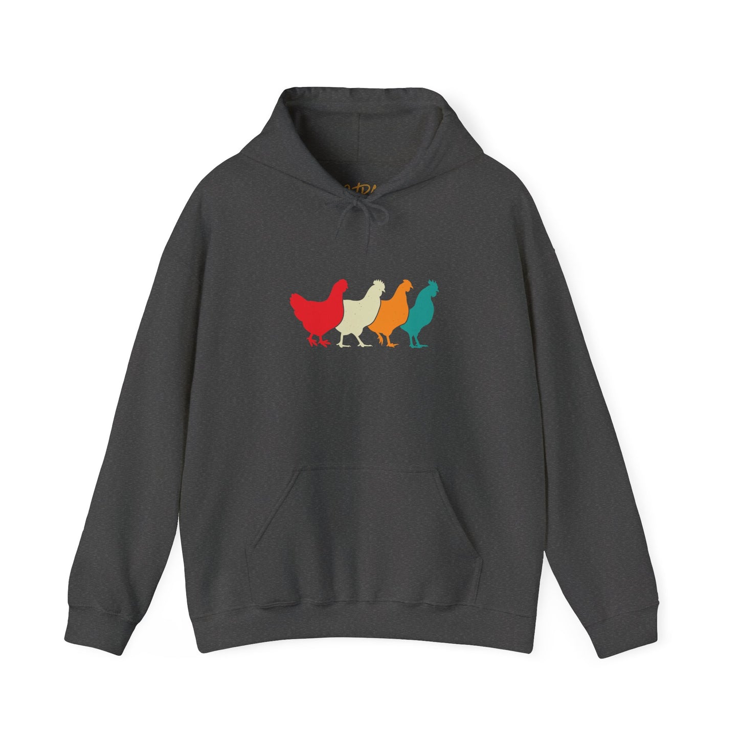 Chicken Hoodie – 'Rainbow Silhouettes' Repeat Pattern Design – Unisex Fit
