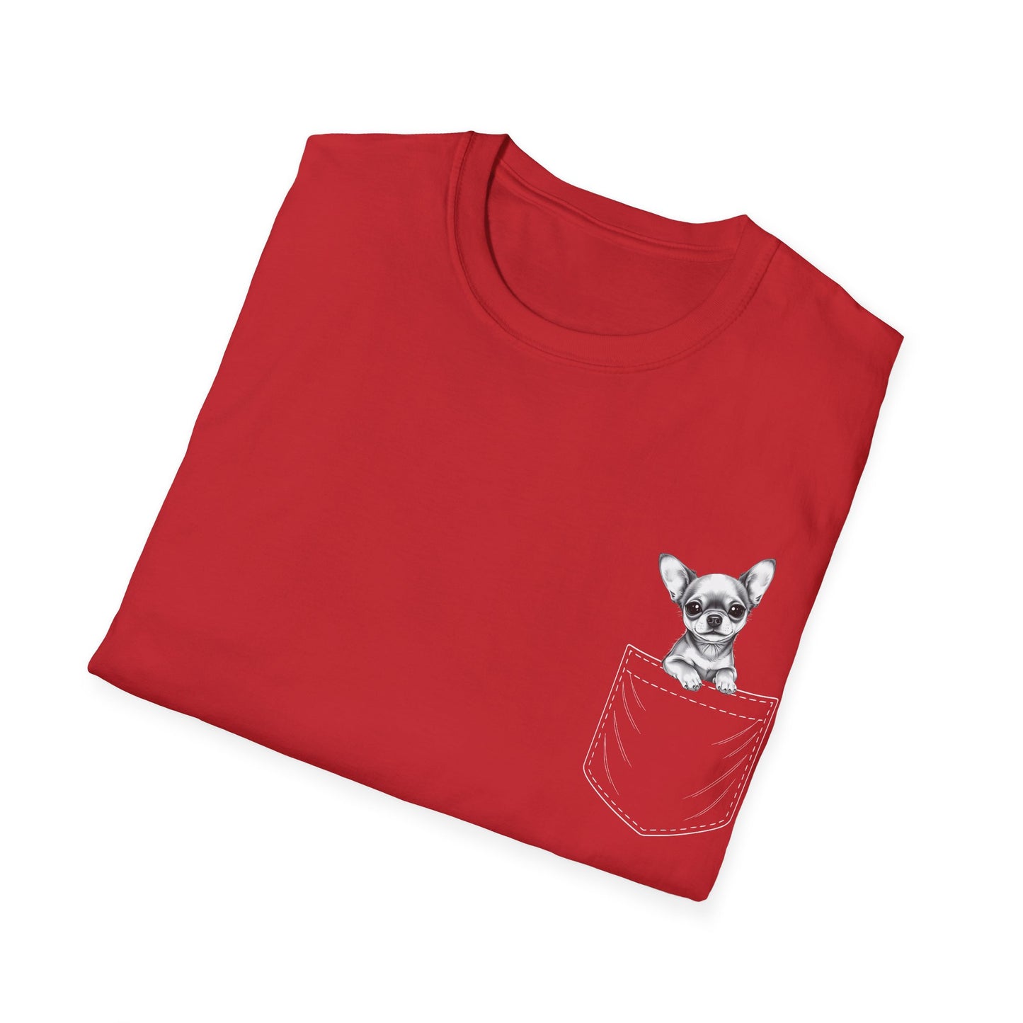 Chihuahua T Shirt – Faux Pocket Sketch Design – Unisex Fit