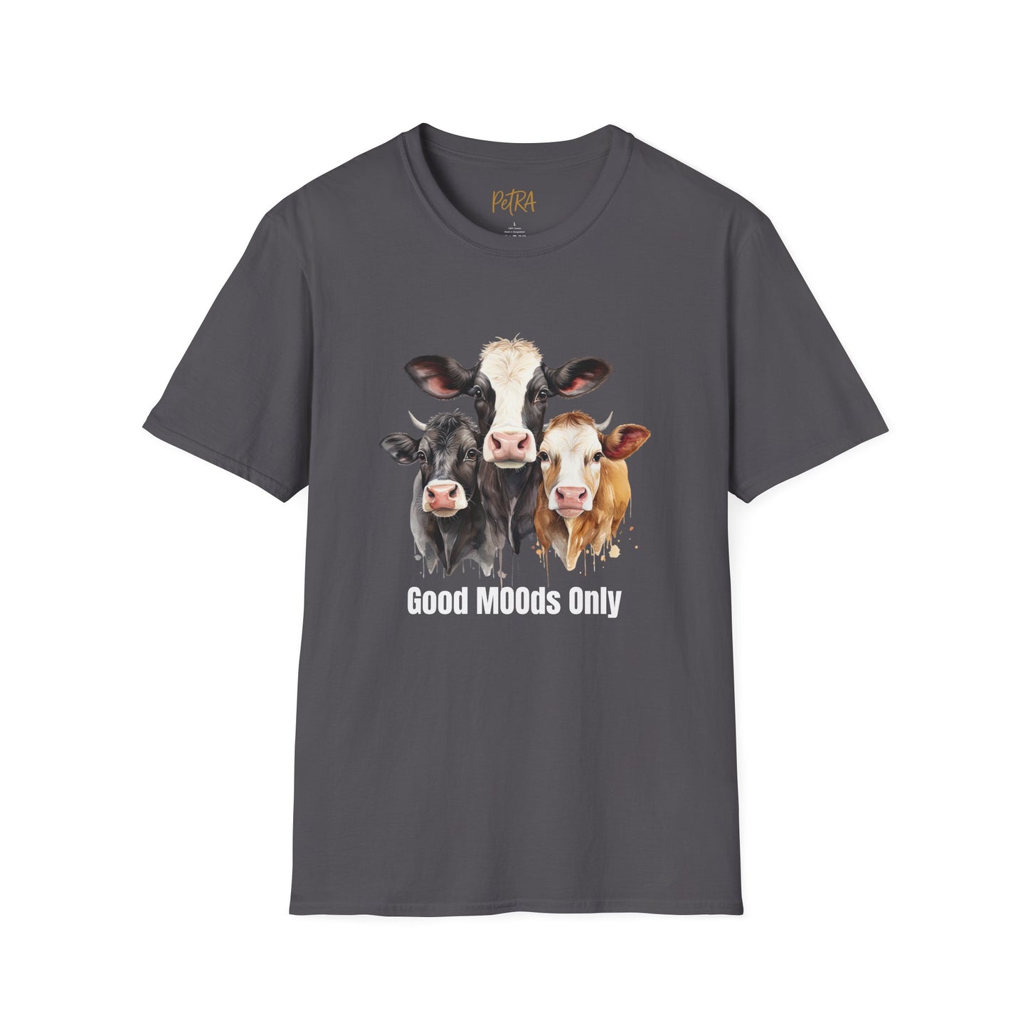 Cow Trio Tee – 'Good MOODs Only' Funny Farm Quote – Unisex Fit