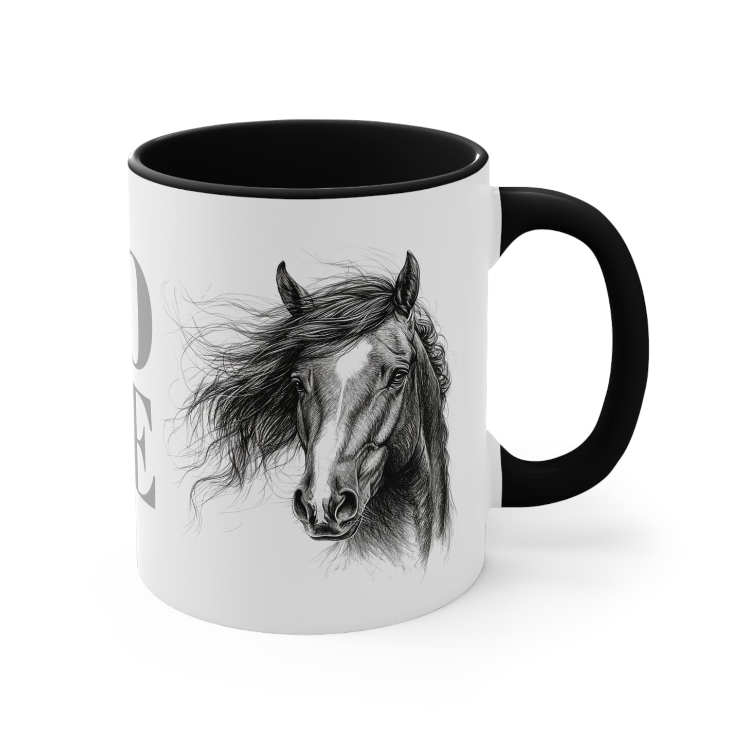LOVE Horse Mug – Soft Script & Sketch Design – 11oz