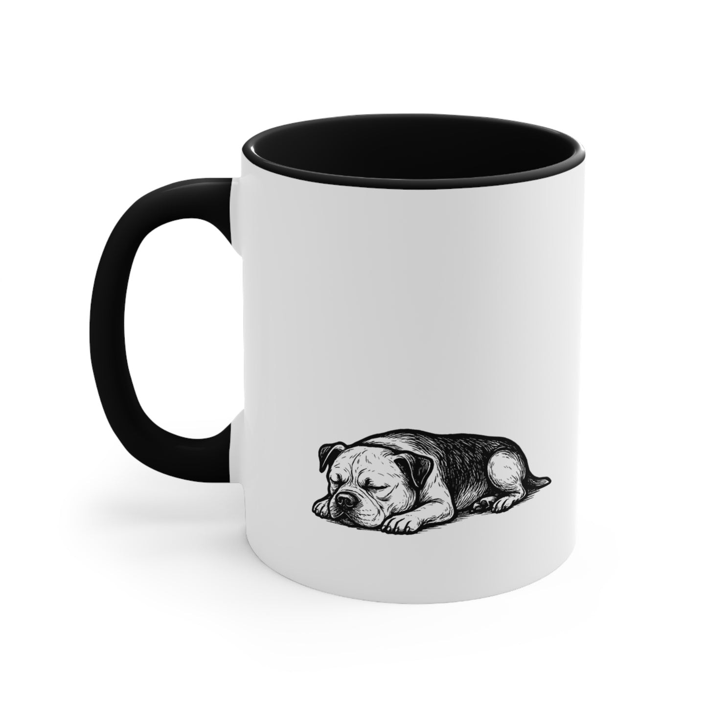 Staffy Mug – 'Coffee Chaos Repeat' Design – 11oz Accent