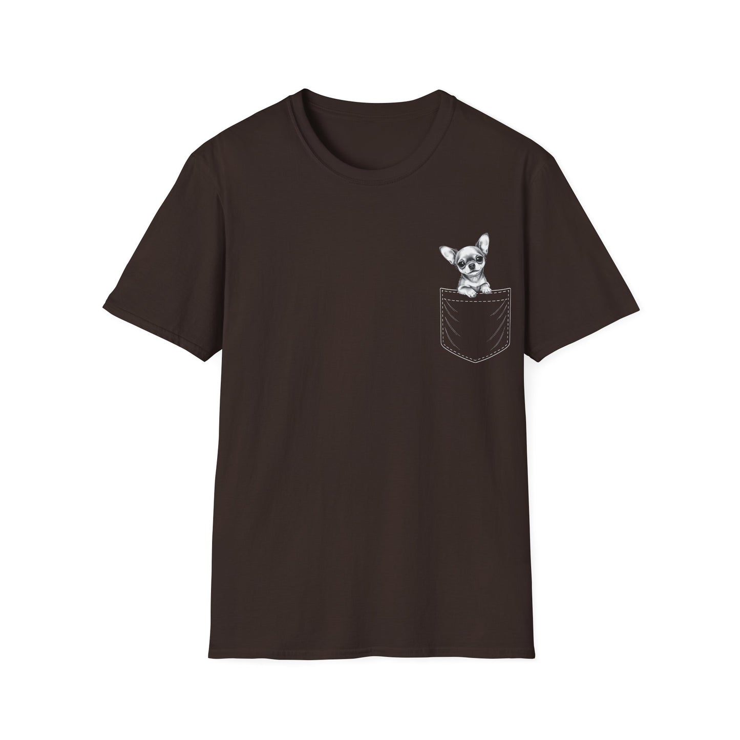 Chihuahua T Shirt – Faux Pocket Sketch Design – Unisex Fit