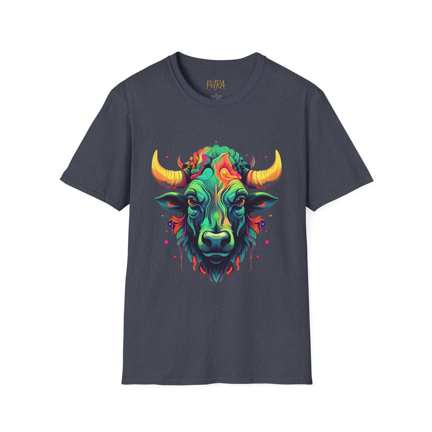 Bull Head Tee – 'Neon Country' Art Design – Unisex Fit