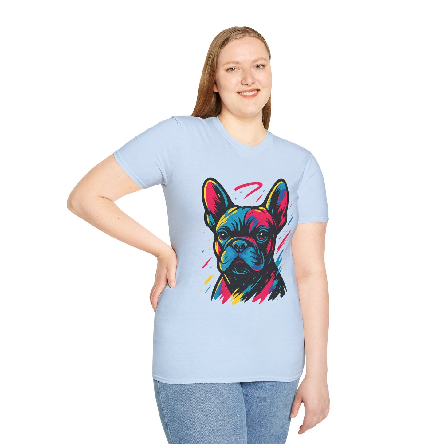 French Bulldog T Shirt – Neon Pop Art Portrait – Unisex Fit