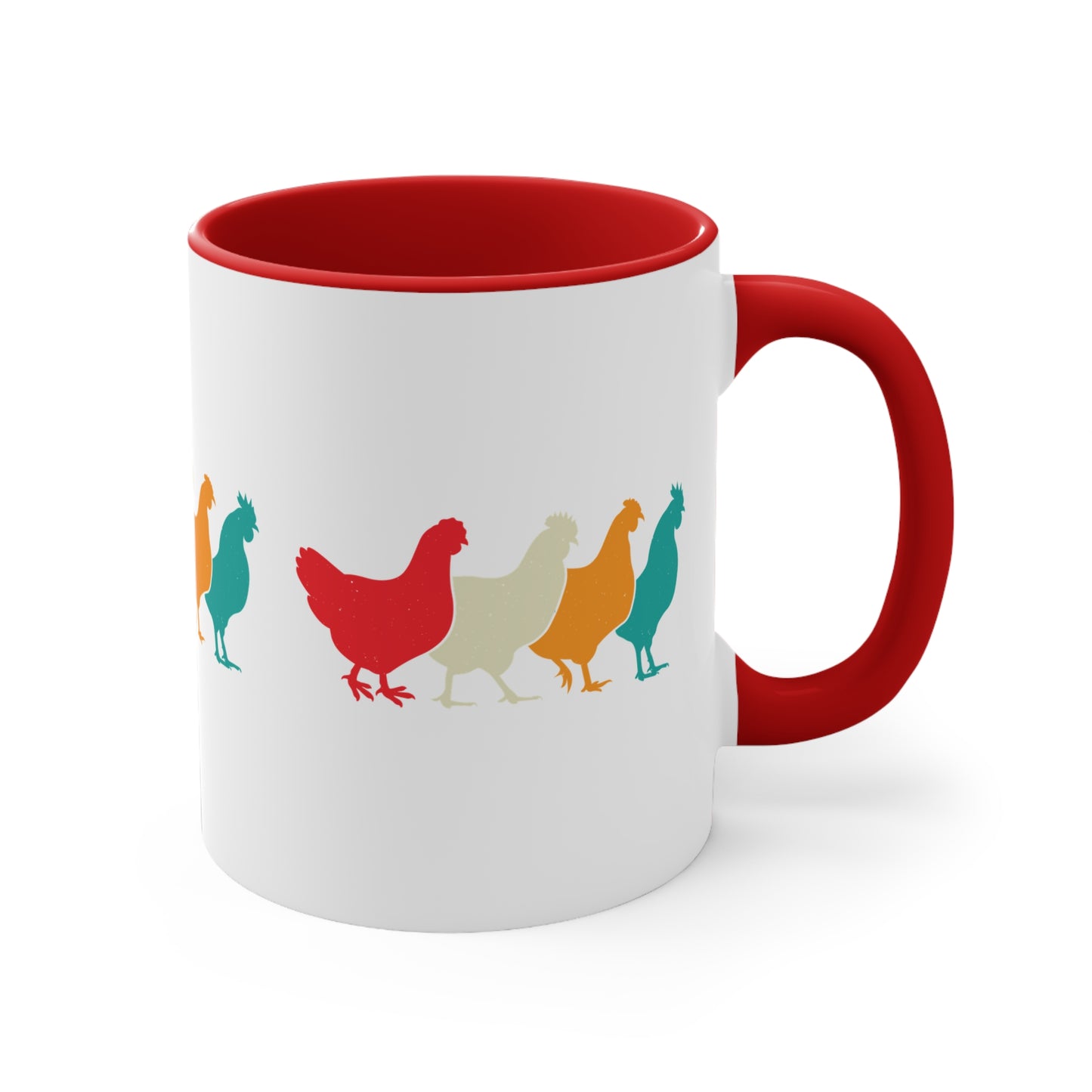 Retro Chicken Mug – Multicolour Farm Silhouette Design – 11oz