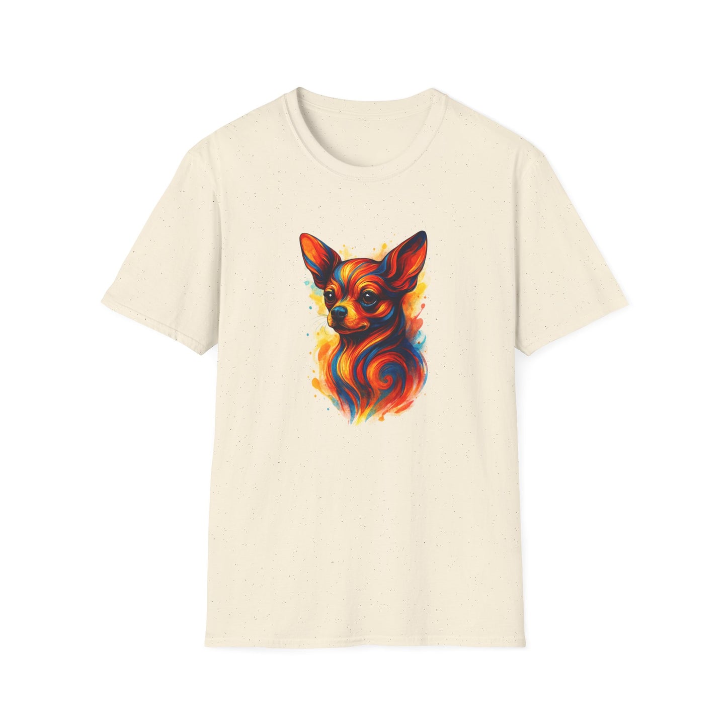 Chihuahua T Shirt – Vibrant Swirl Portrait (Red/Orange Series) – Unisex Fit