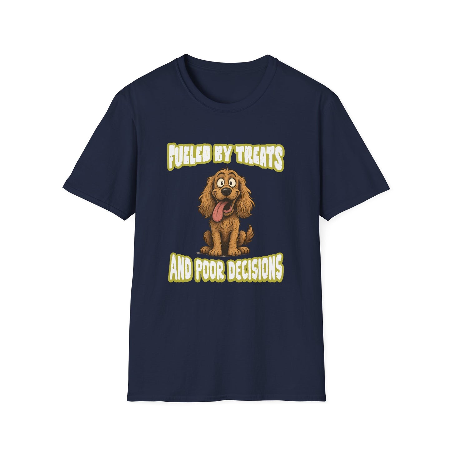Cocker Spaniel T Shirt – 'Fueled by Treats & Poor Decisions' Cartoon Design – Unisex Fit