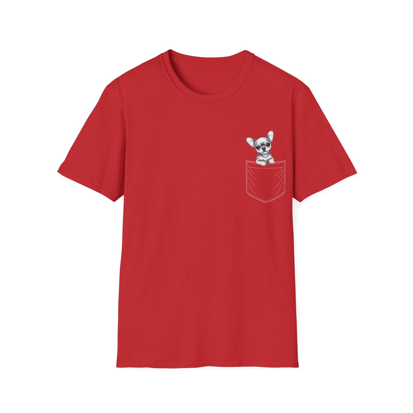 Chihuahua T Shirt – Faux Pocket Sketch Design – Unisex Fit