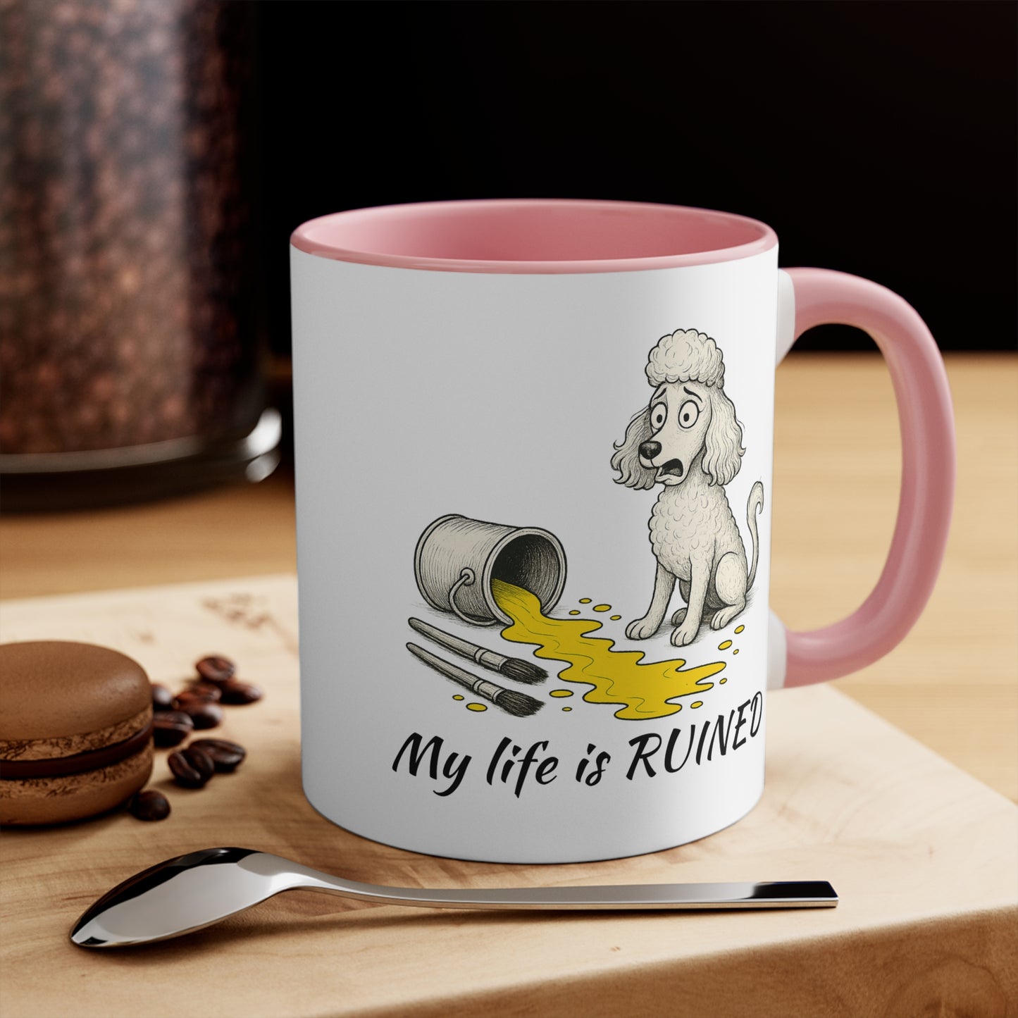 Poodle Mug – 'My Life Is Ruined' Sketch Design – 11oz