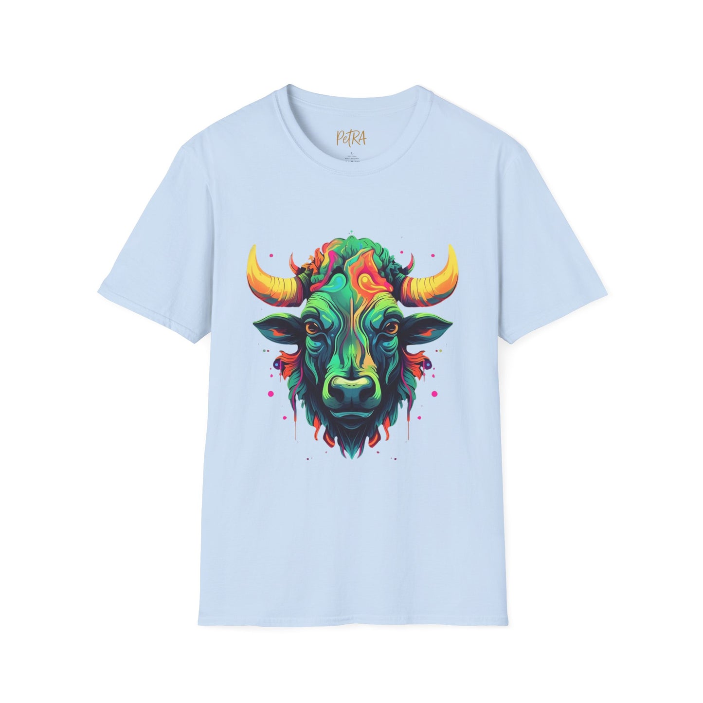 Bull Head Tee – 'Neon Country' Art Design – Unisex Fit