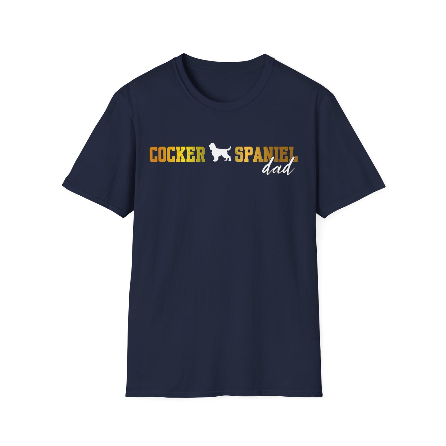 Cocker Spaniel T Shirt – 'Cocker Spaniel Dad' Block Silhouette – Unisex Fit