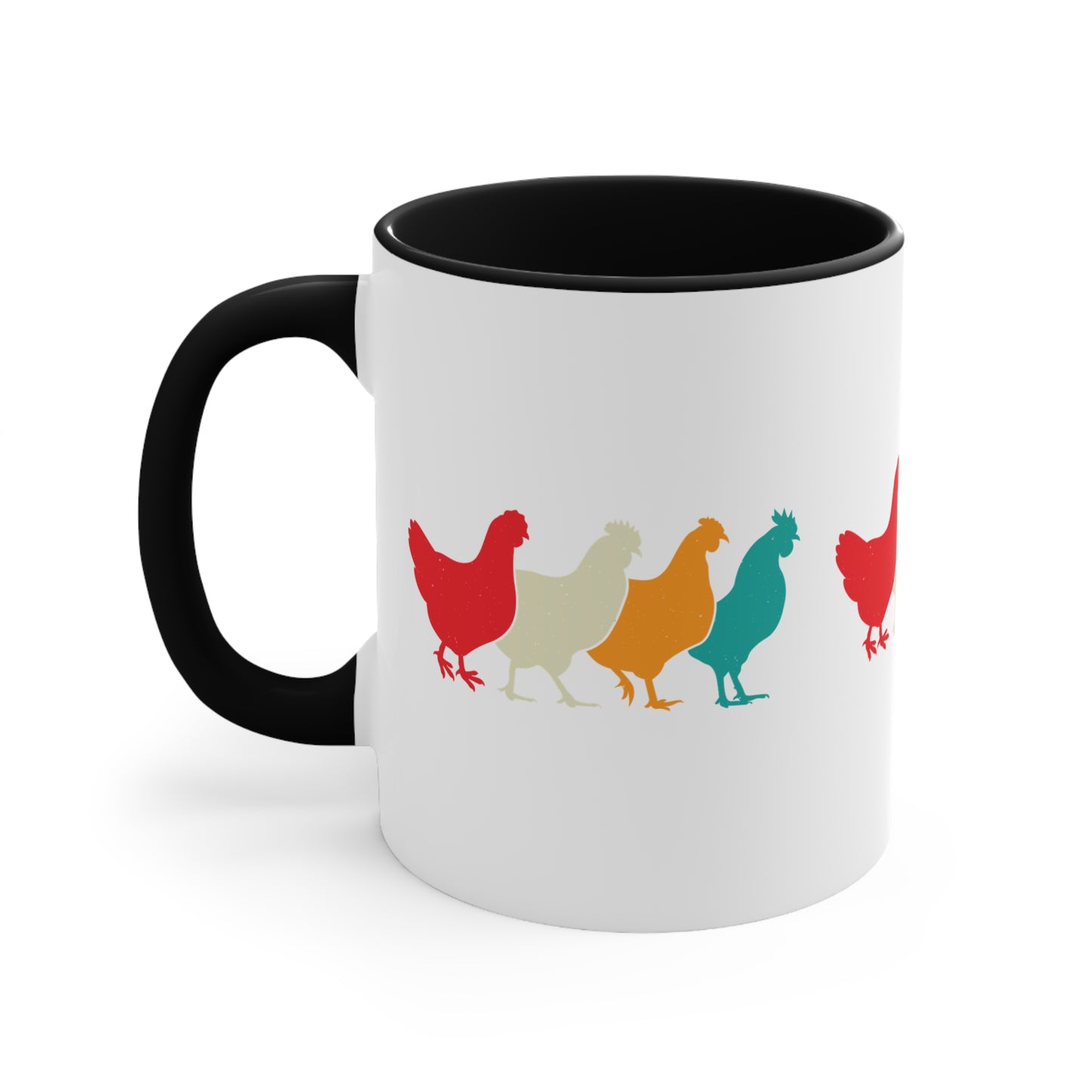 Retro Chicken Mug – Multicolour Farm Silhouette Design – 11oz