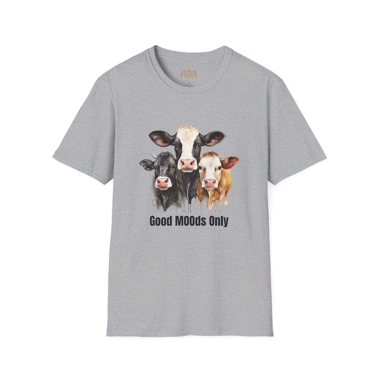 Cow Trio Tee – 'Good MOODs Only' Funny Farm Quote – Unisex Fit