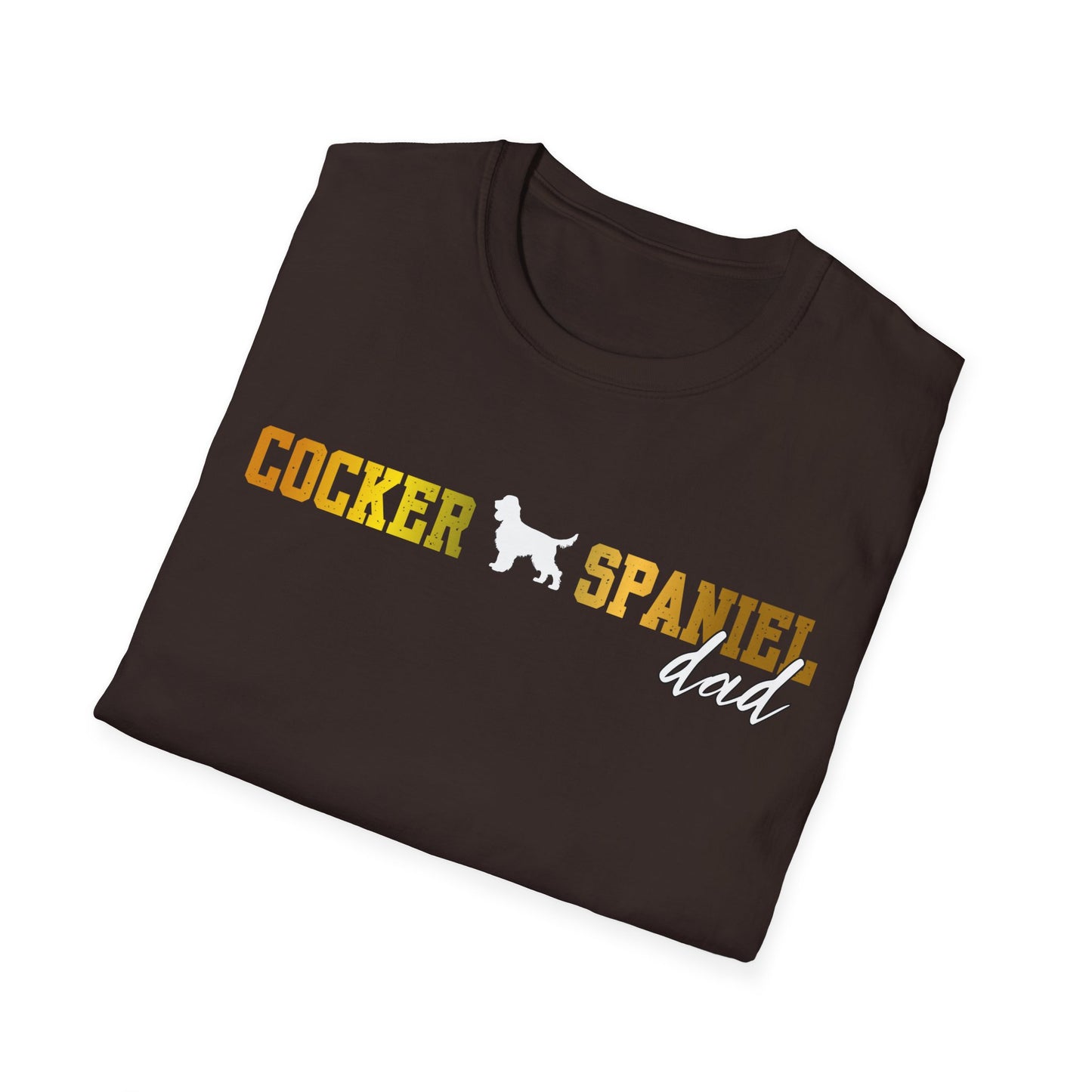 Cocker Spaniel T Shirt – 'Cocker Spaniel Dad' Block Silhouette – Unisex Fit