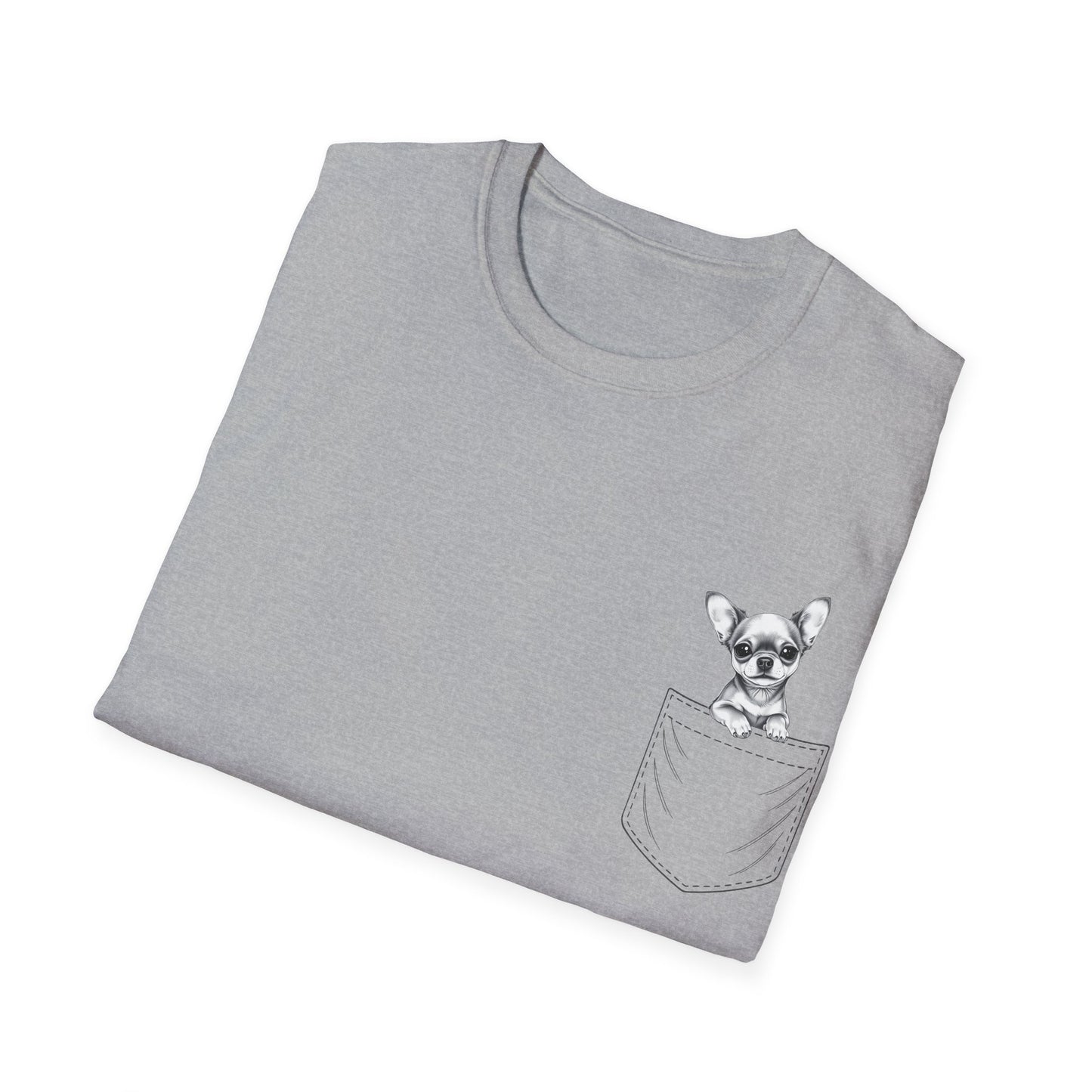 Chihuahua T Shirt – Faux Pocket Sketch Design – Unisex Fit