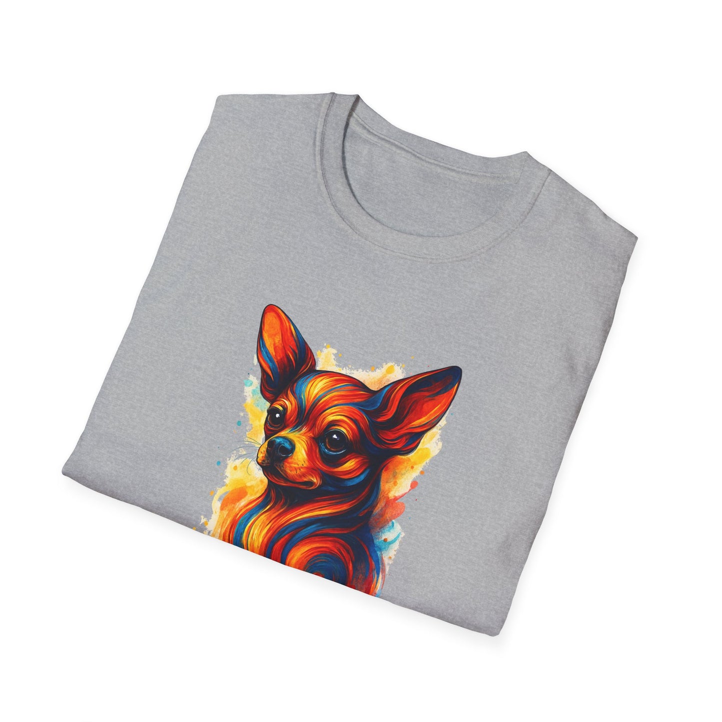 Chihuahua T Shirt – Vibrant Swirl Portrait (Red/Orange Series) – Unisex Fit