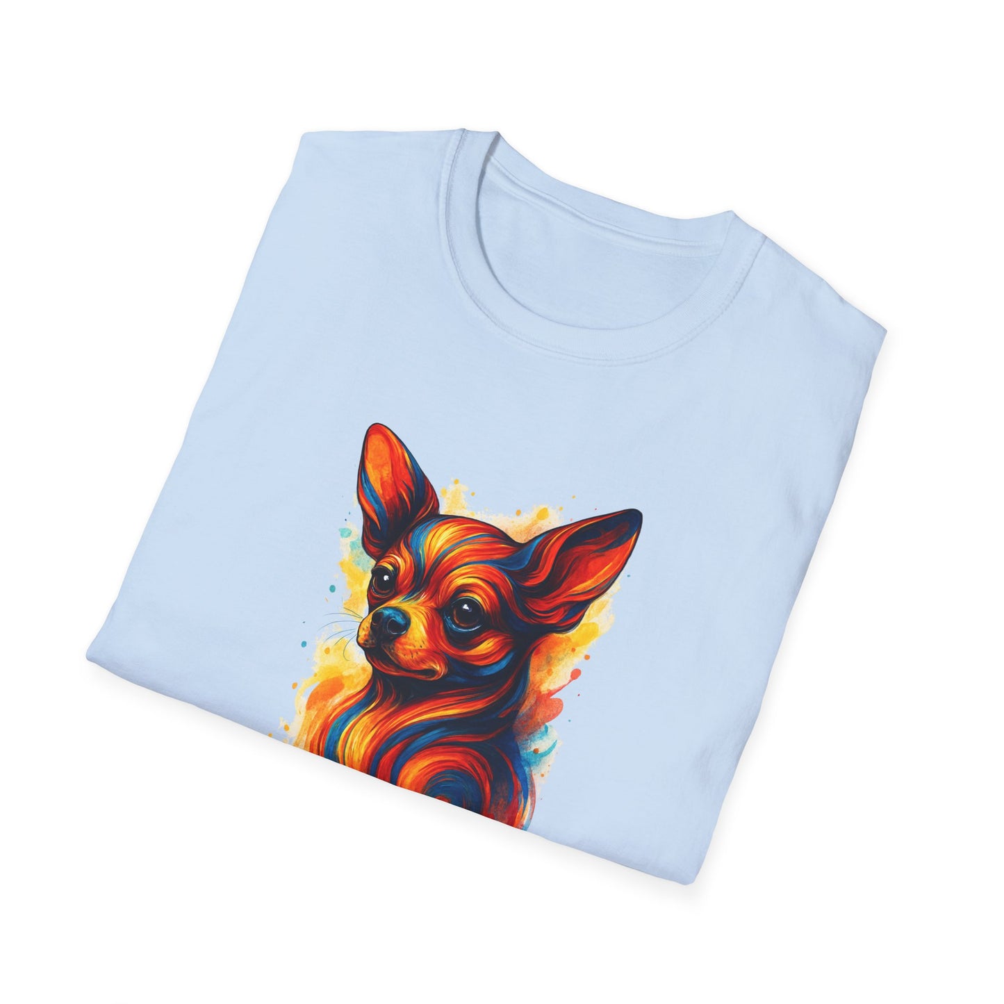 Chihuahua T Shirt – Vibrant Swirl Portrait (Red/Orange Series) – Unisex Fit