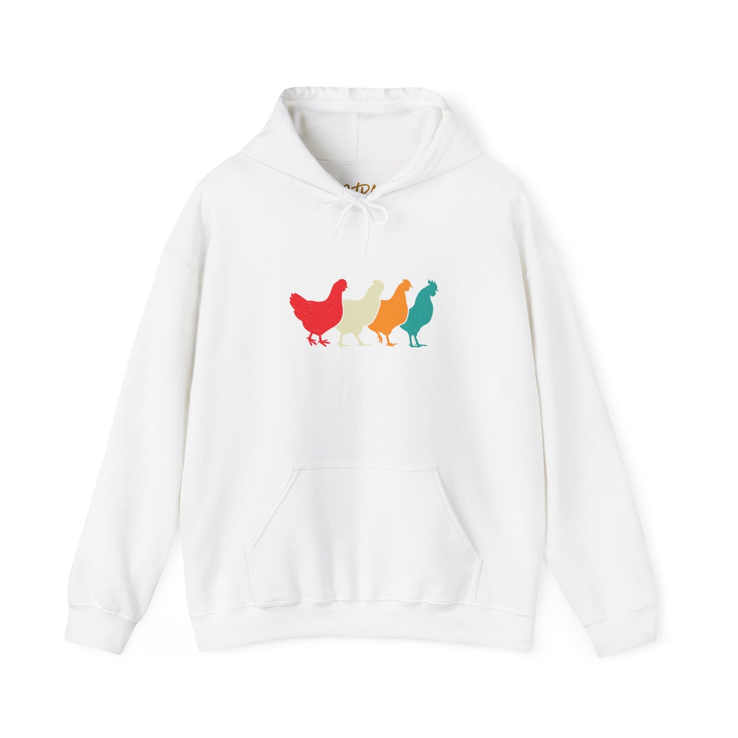 Chicken Hoodie – 'Rainbow Silhouettes' Repeat Pattern Design – Unisex Fit