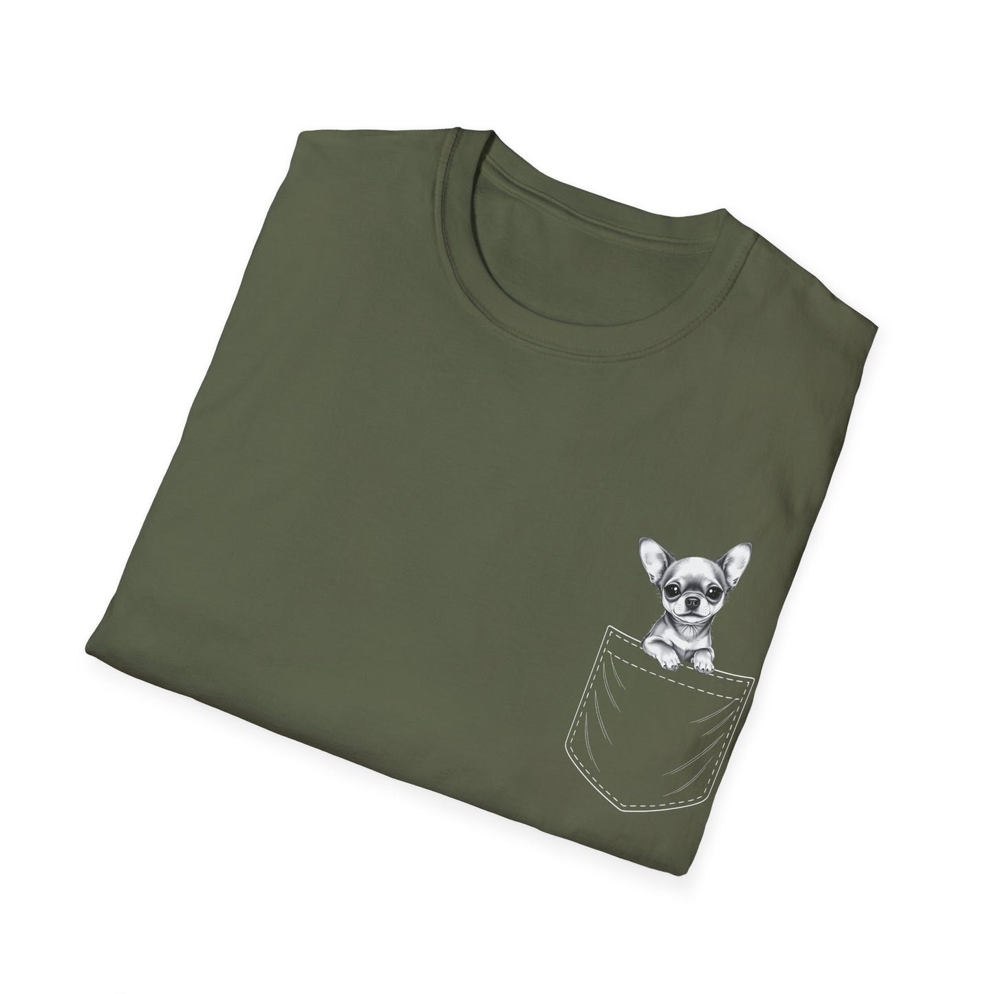Chihuahua T Shirt – Faux Pocket Sketch Design – Unisex Fit