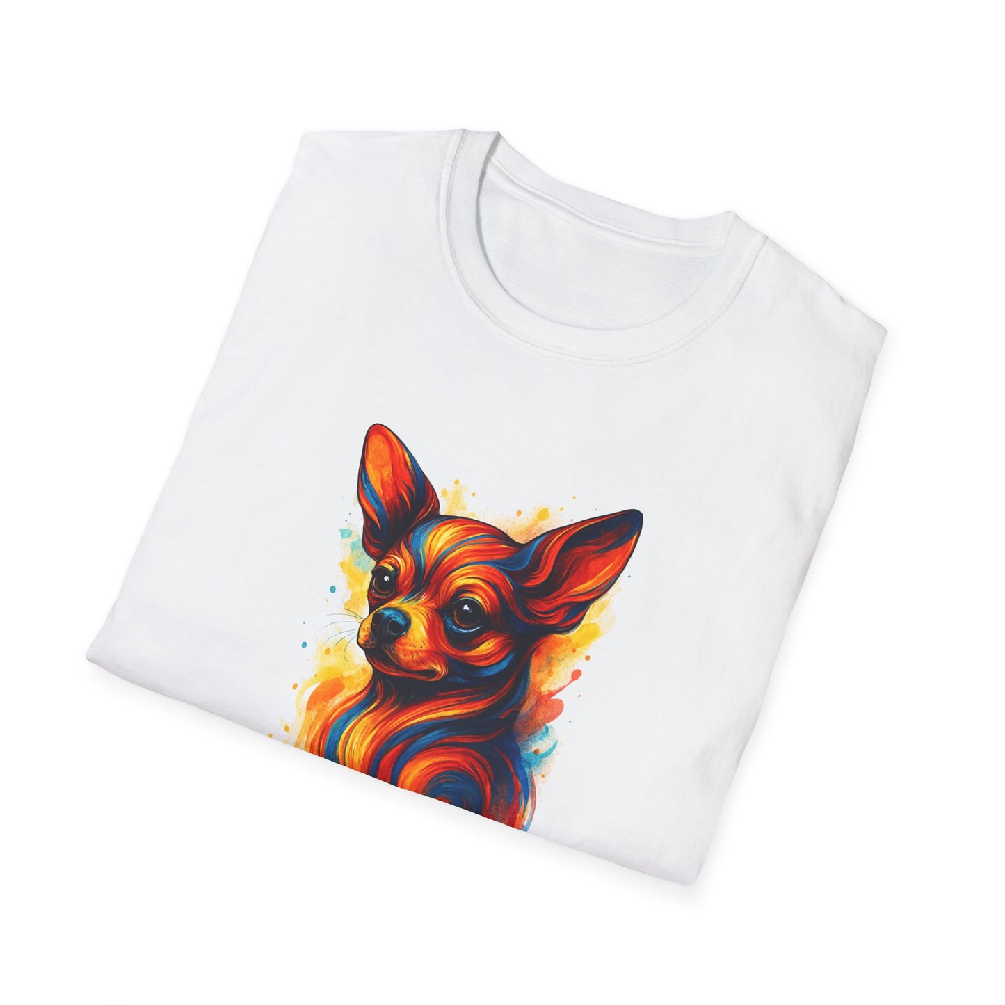 Chihuahua T Shirt – Vibrant Swirl Portrait (Red/Orange Series) – Unisex Fit