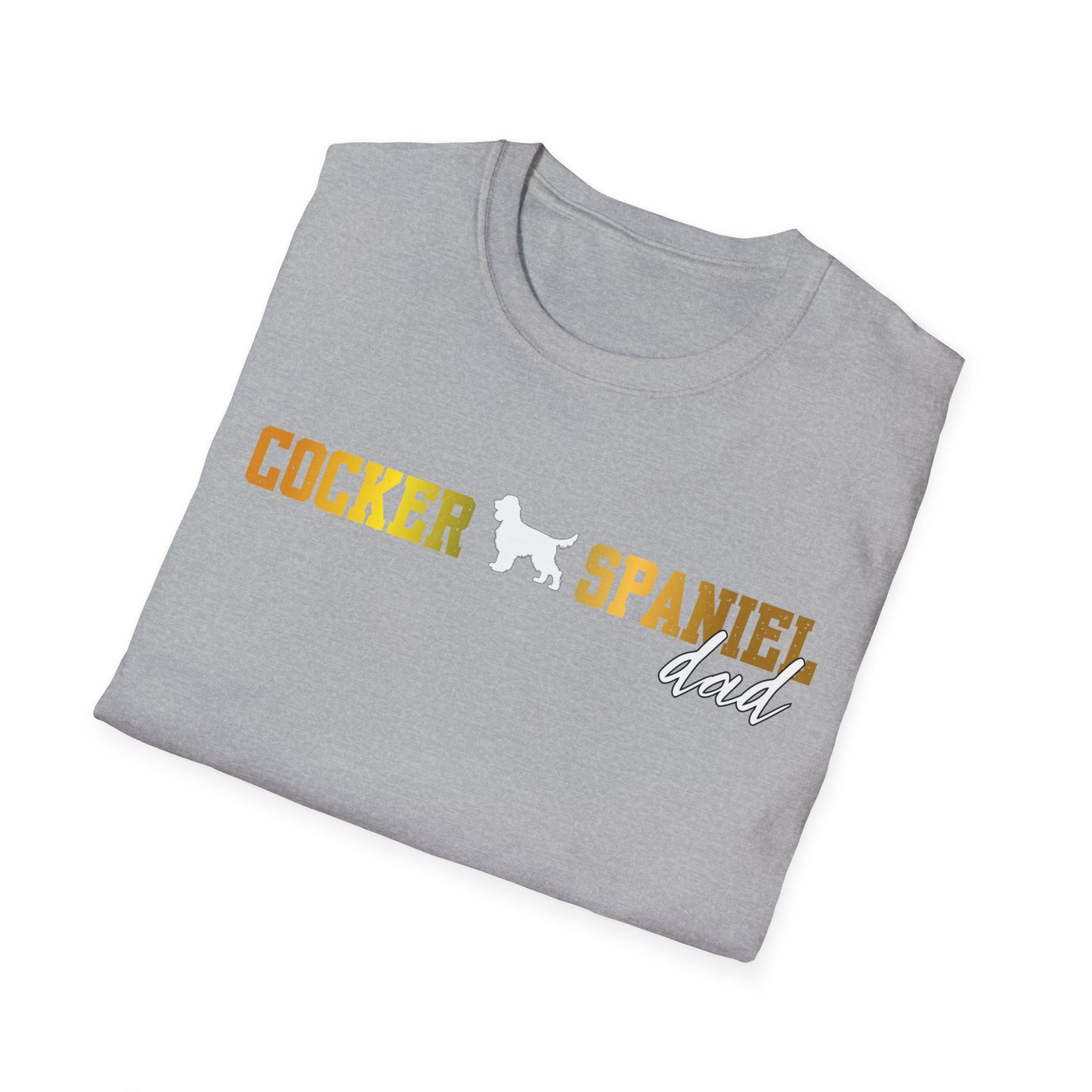 Cocker Spaniel T Shirt – 'Cocker Spaniel Dad' Block Silhouette – Unisex Fit