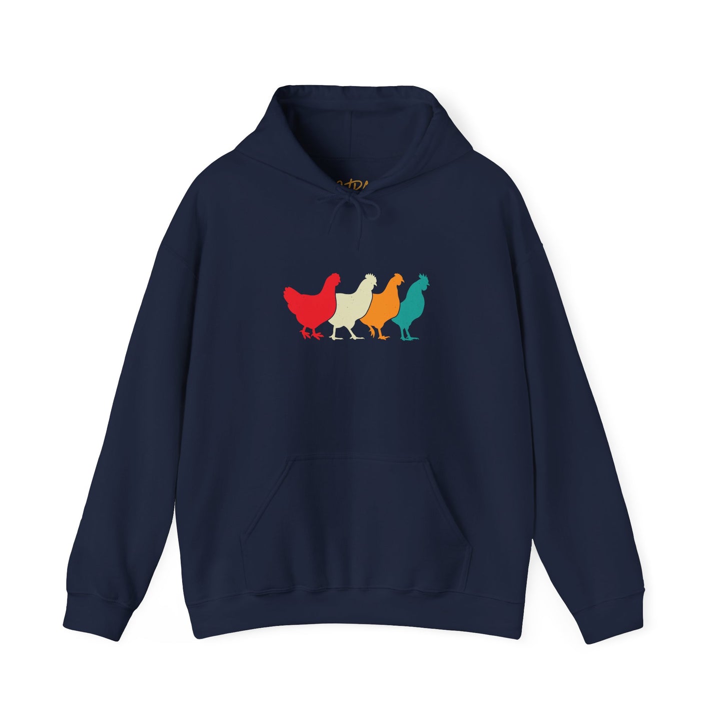 Chicken Hoodie – 'Rainbow Silhouettes' Repeat Pattern Design – Unisex Fit