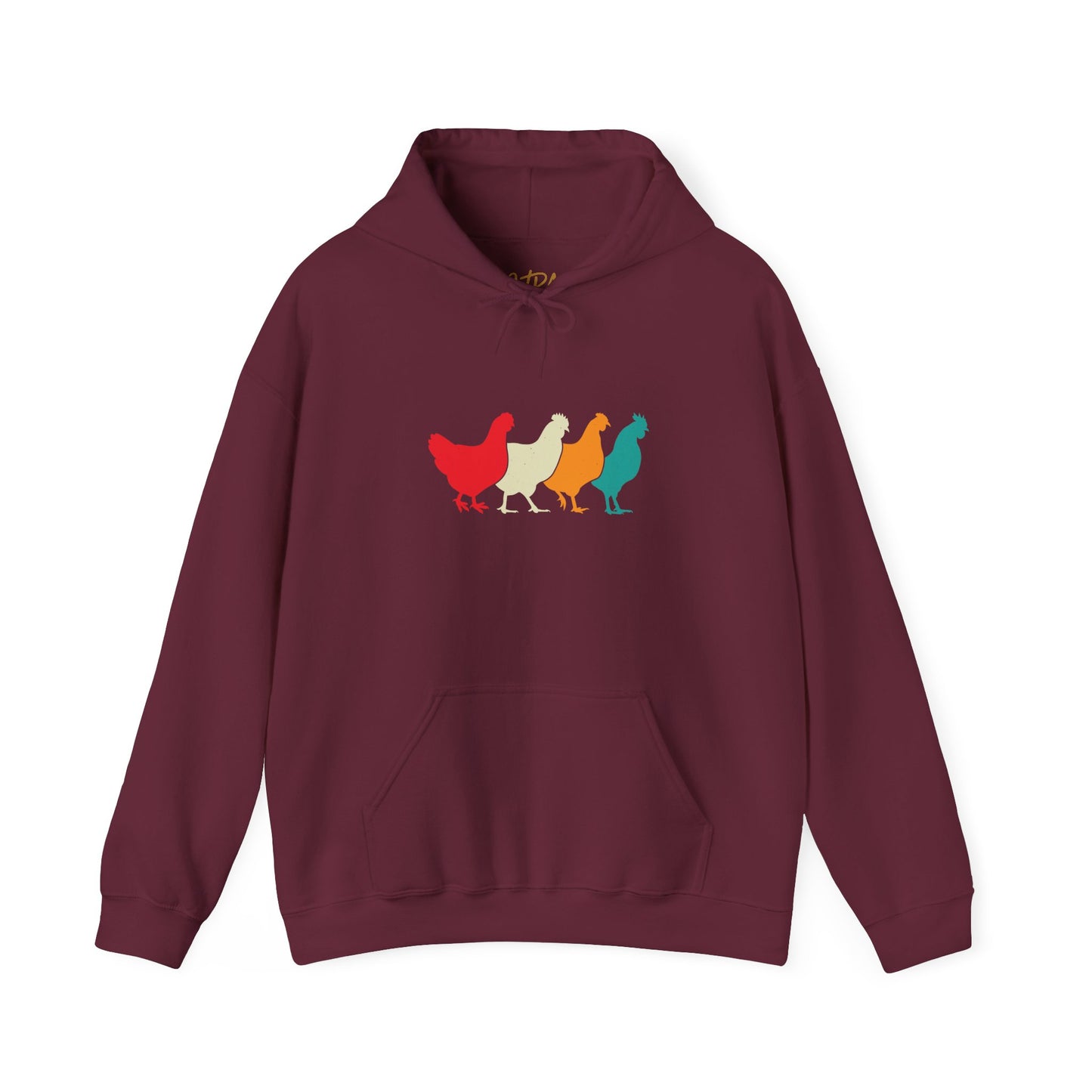 Chicken Hoodie – 'Rainbow Silhouettes' Repeat Pattern Design – Unisex Fit