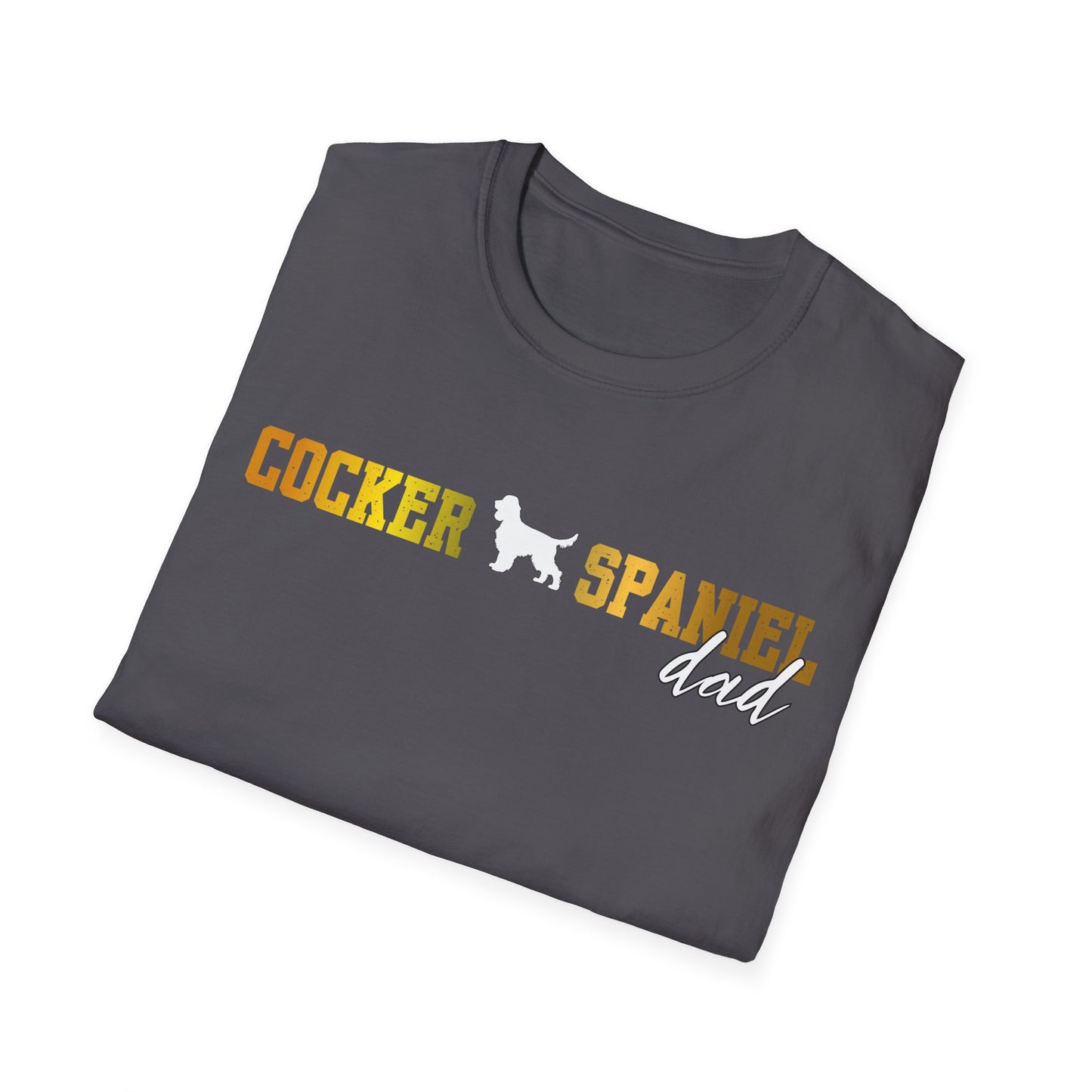Cocker Spaniel T Shirt – 'Cocker Spaniel Dad' Block Silhouette – Unisex Fit