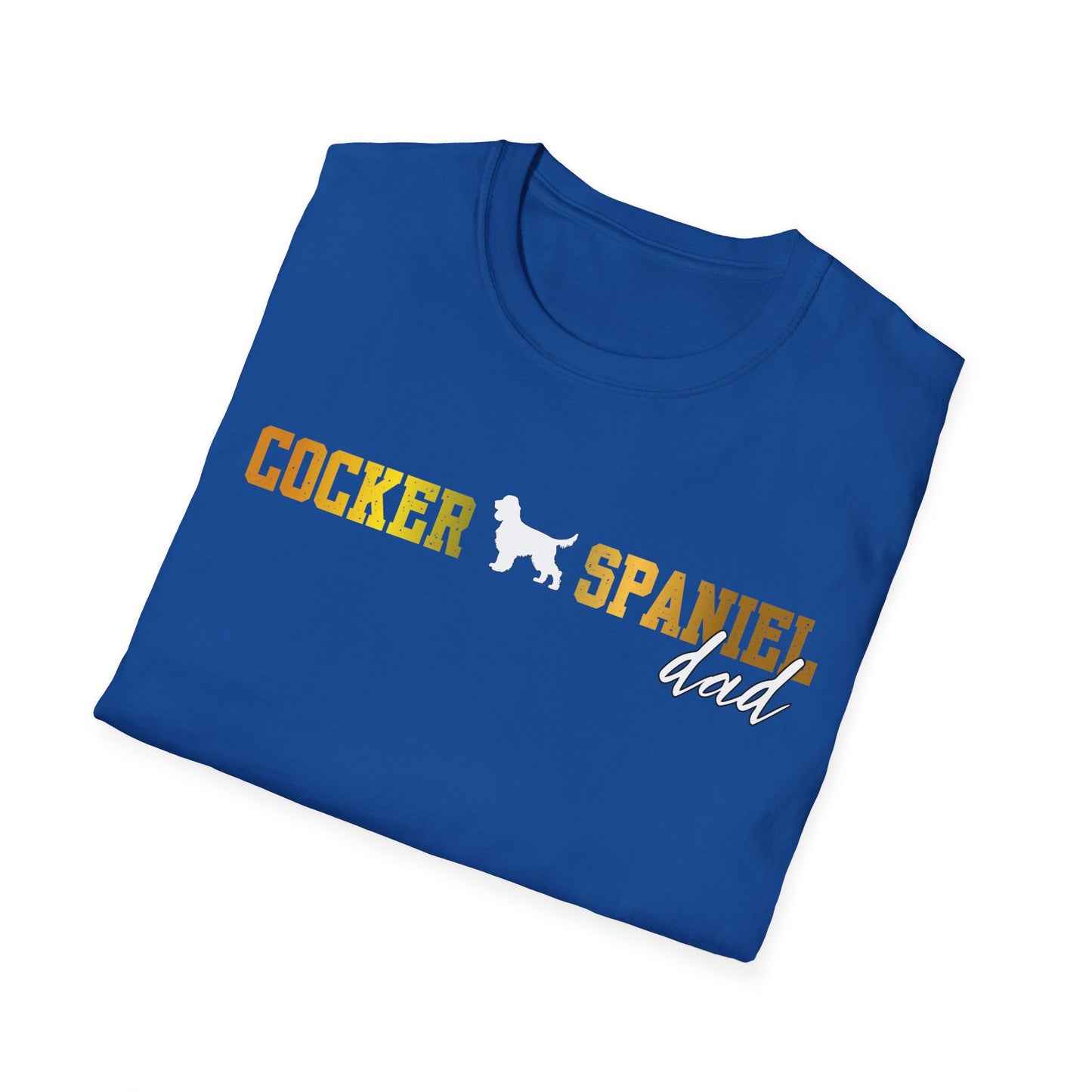 Cocker Spaniel T Shirt – 'Cocker Spaniel Dad' Block Silhouette – Unisex Fit