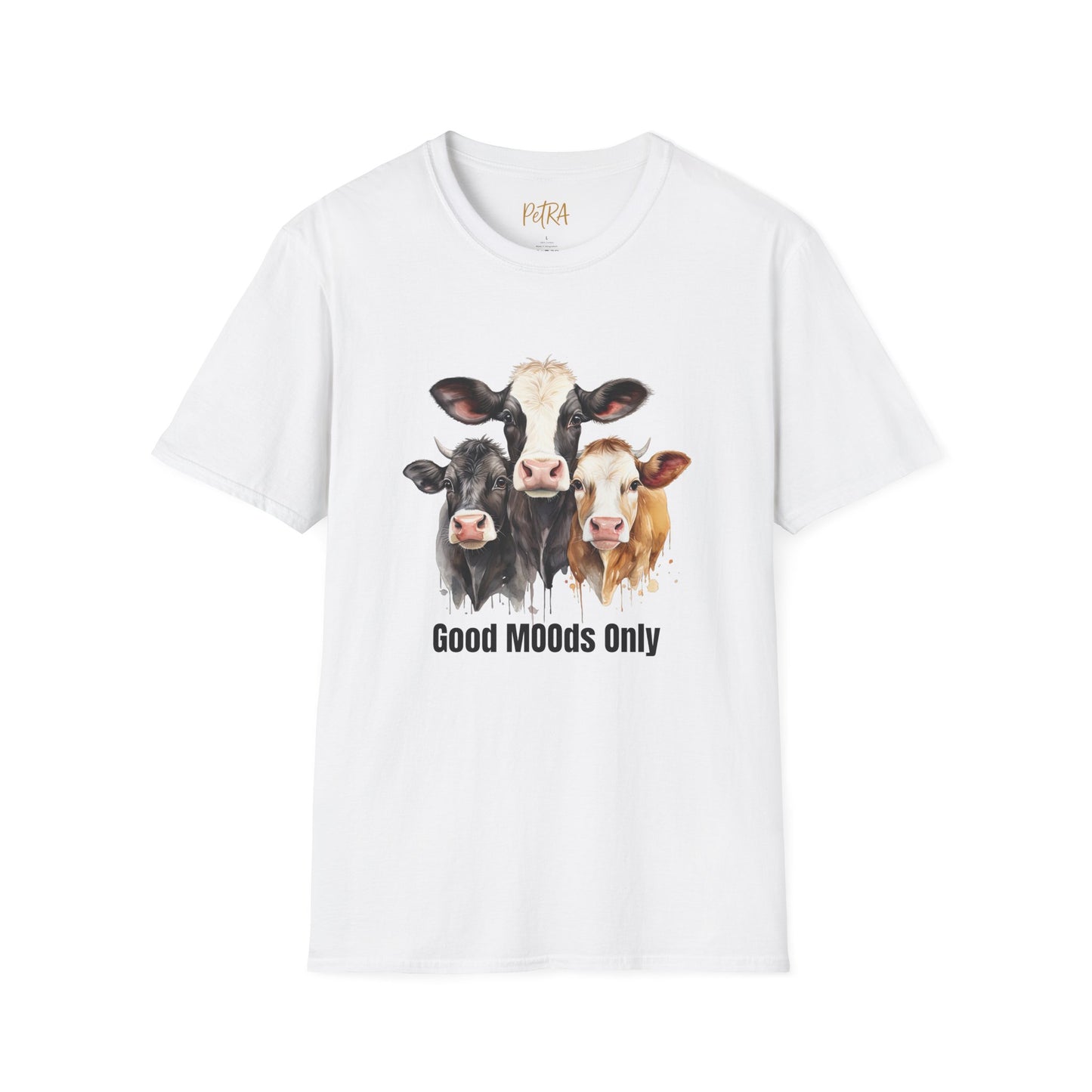 Cow Trio Tee – 'Good MOODs Only' Funny Farm Quote – Unisex Fit