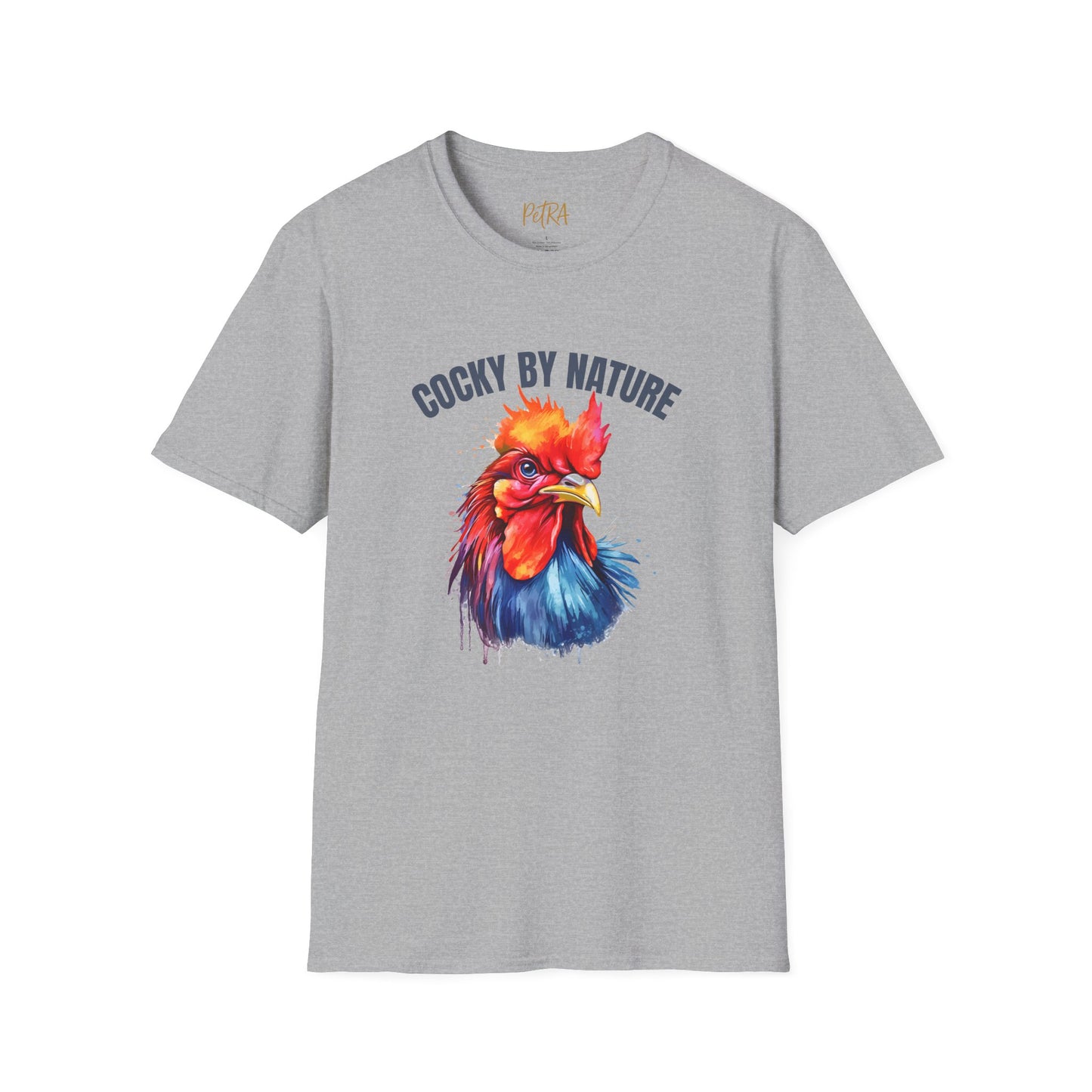 Rooster Tee – 'Cocky by Nature' Splash Art Design – Unisex Fit