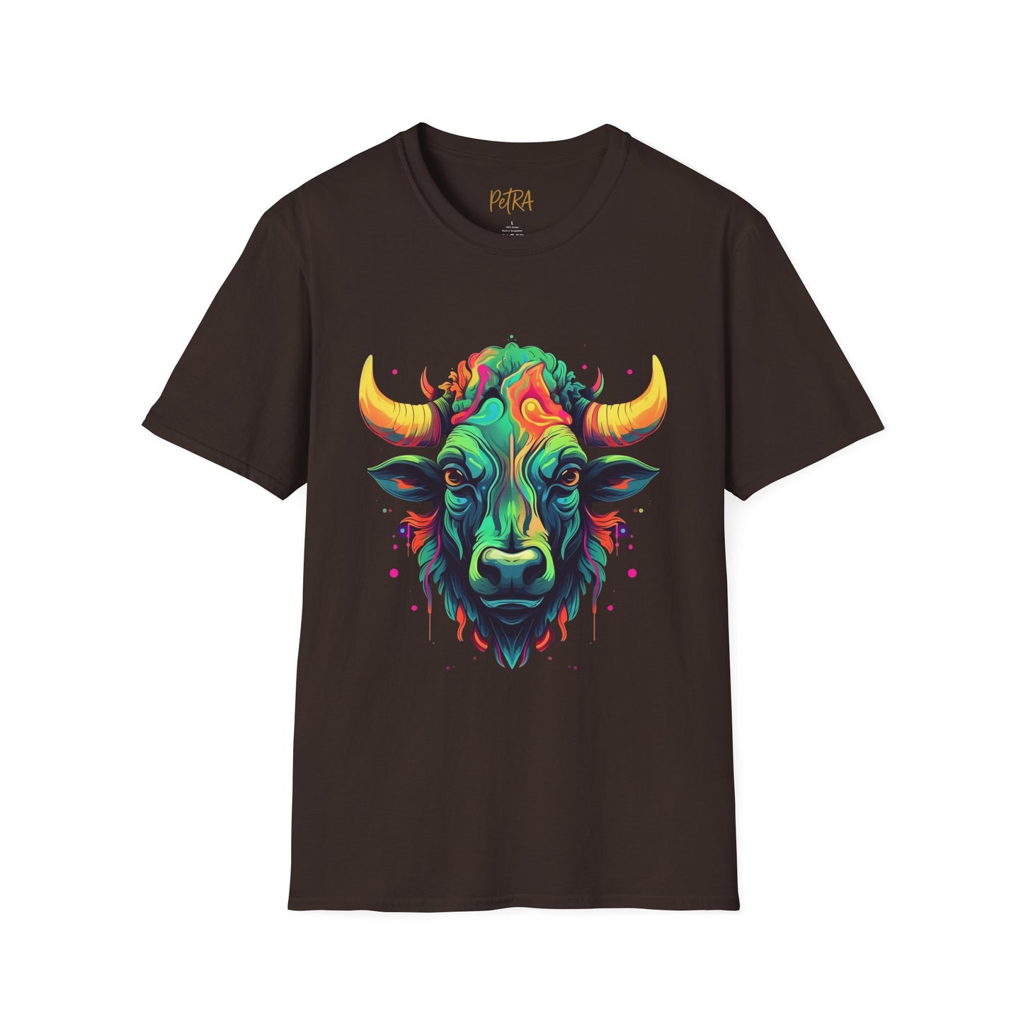 Bull Head Tee – 'Neon Country' Art Design – Unisex Fit