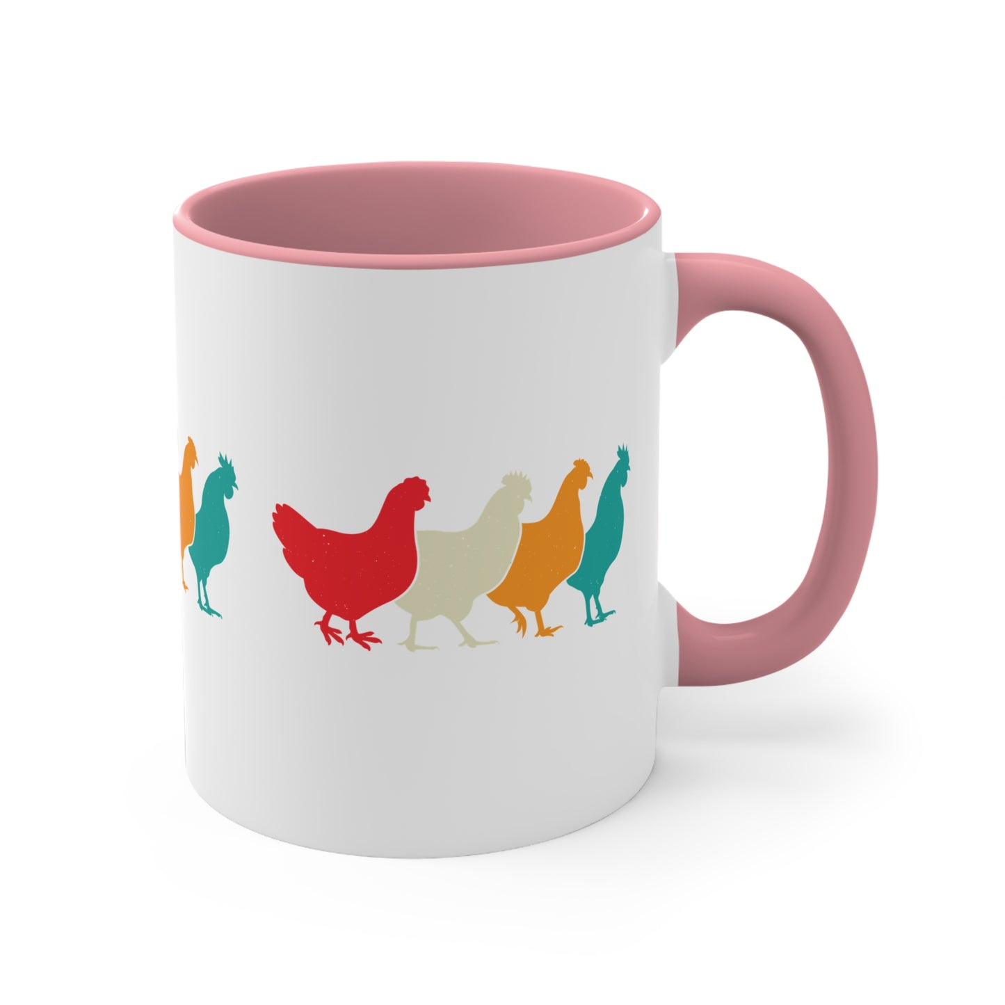 Retro Chicken Mug – Multicolour Farm Silhouette Design – 11oz