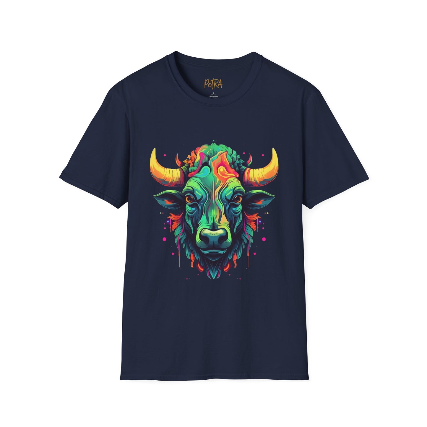 Bull Head Tee – 'Neon Country' Art Design – Unisex Fit