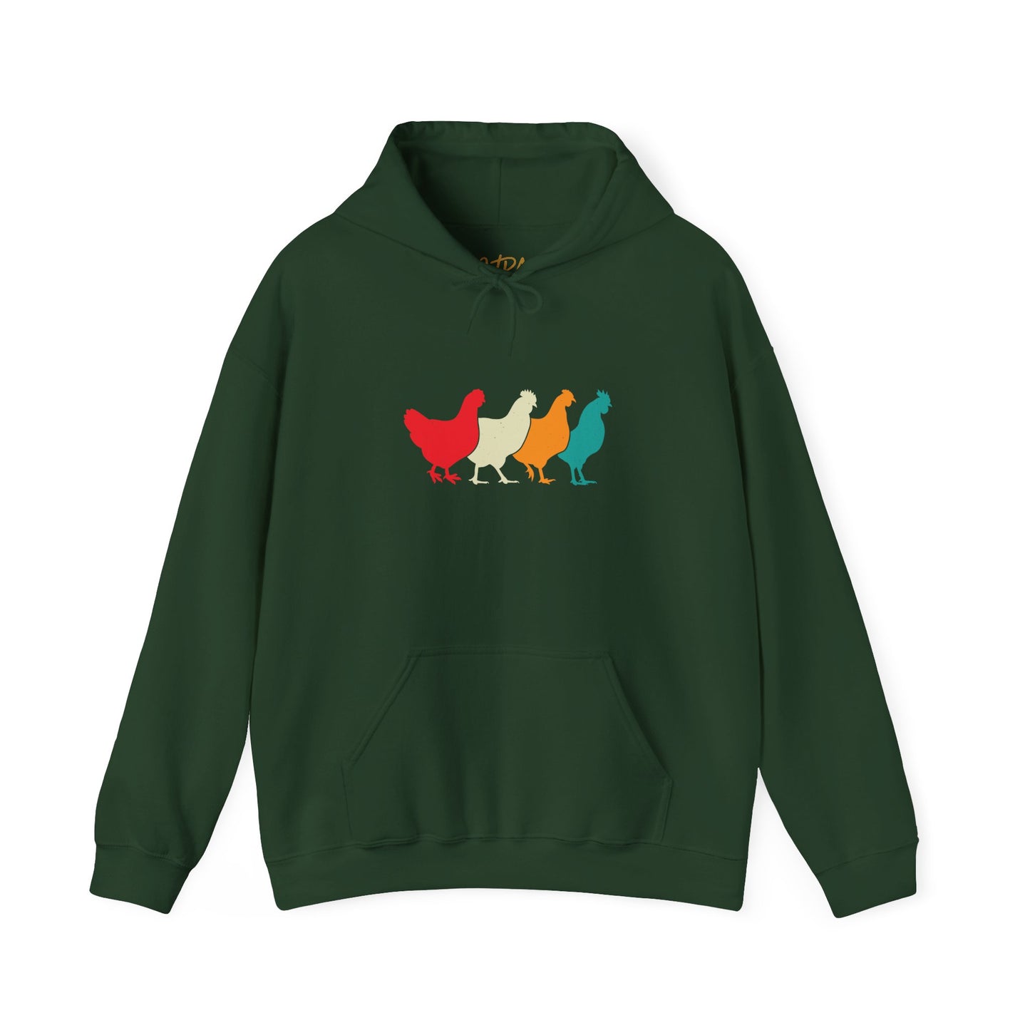 Chicken Hoodie – 'Rainbow Silhouettes' Repeat Pattern Design – Unisex Fit