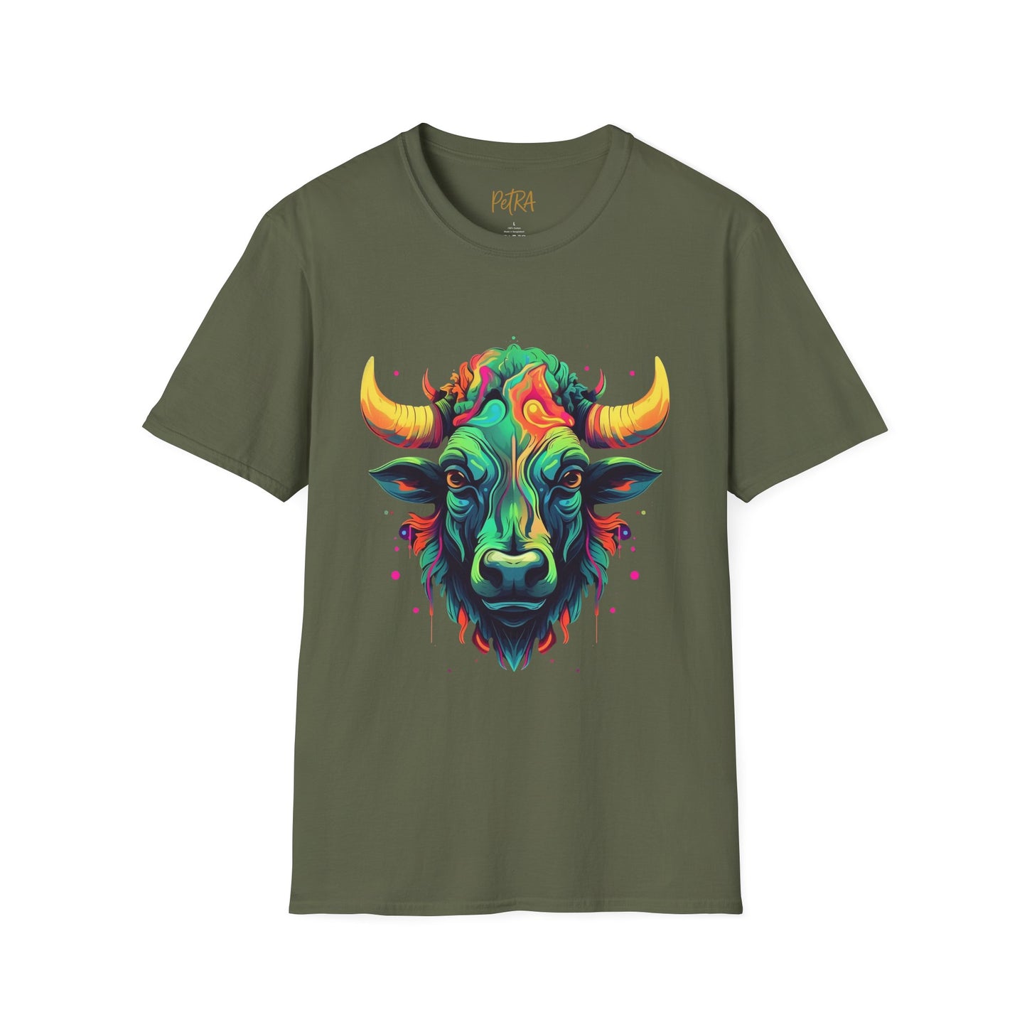 Bull Head Tee – 'Neon Country' Art Design – Unisex Fit