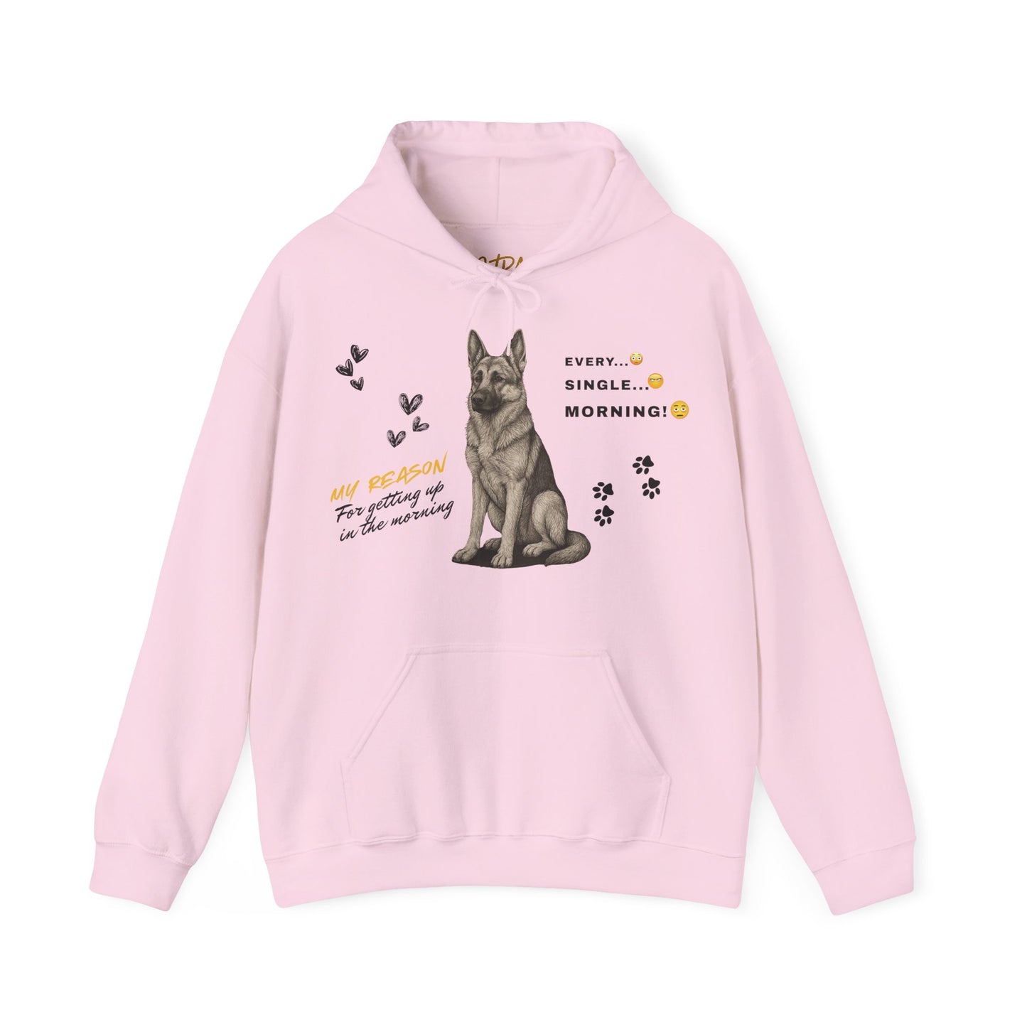 German Shepherd Hoodie – 'Every Single Morning' Sketch Design – Unisex Fit