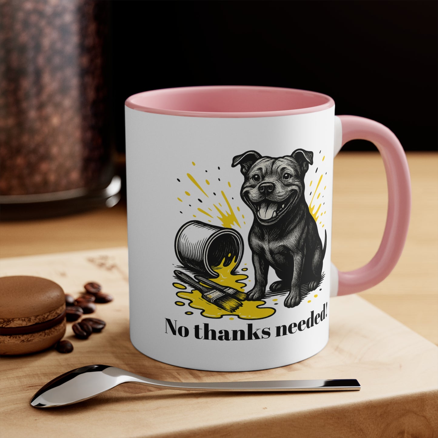 Staffy Mug – 'No Thanks Needed!' Sketch Design – 11oz
